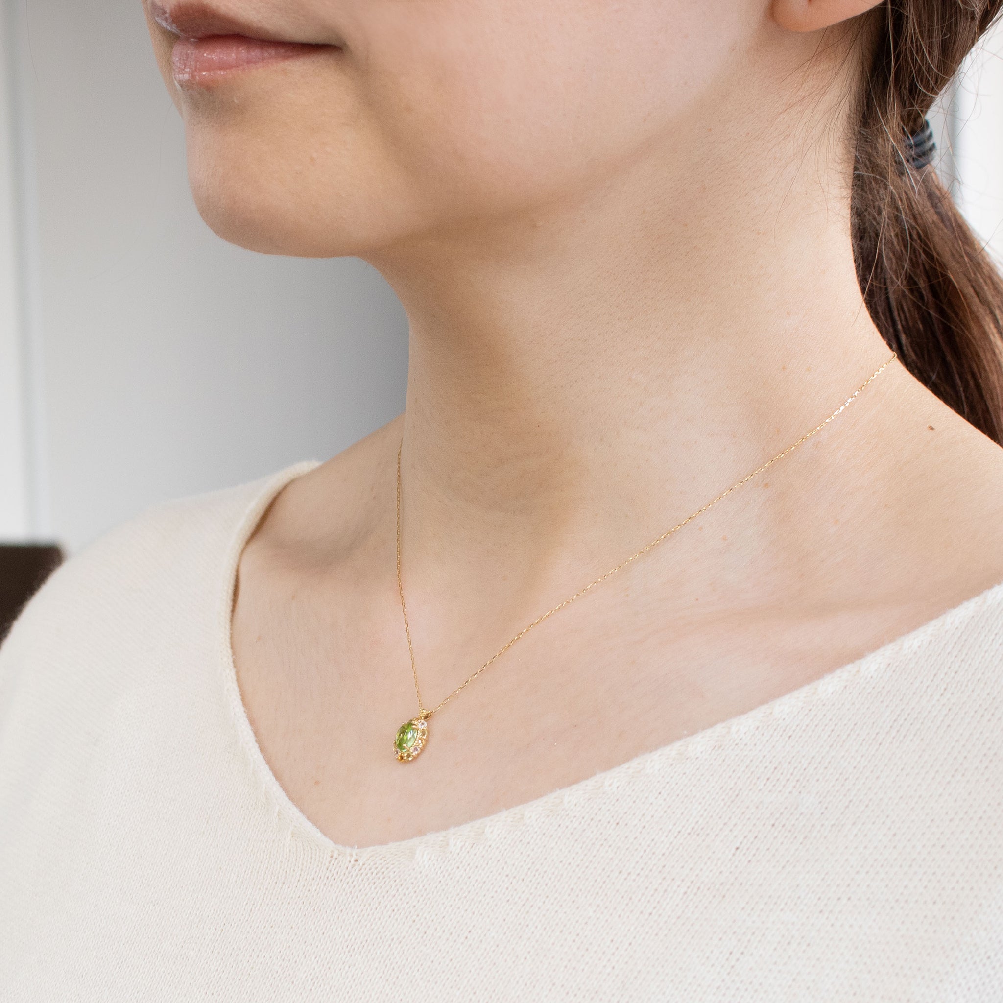ペリドット/シトリン K18ネックレス(8月誕生石)《26C30128》