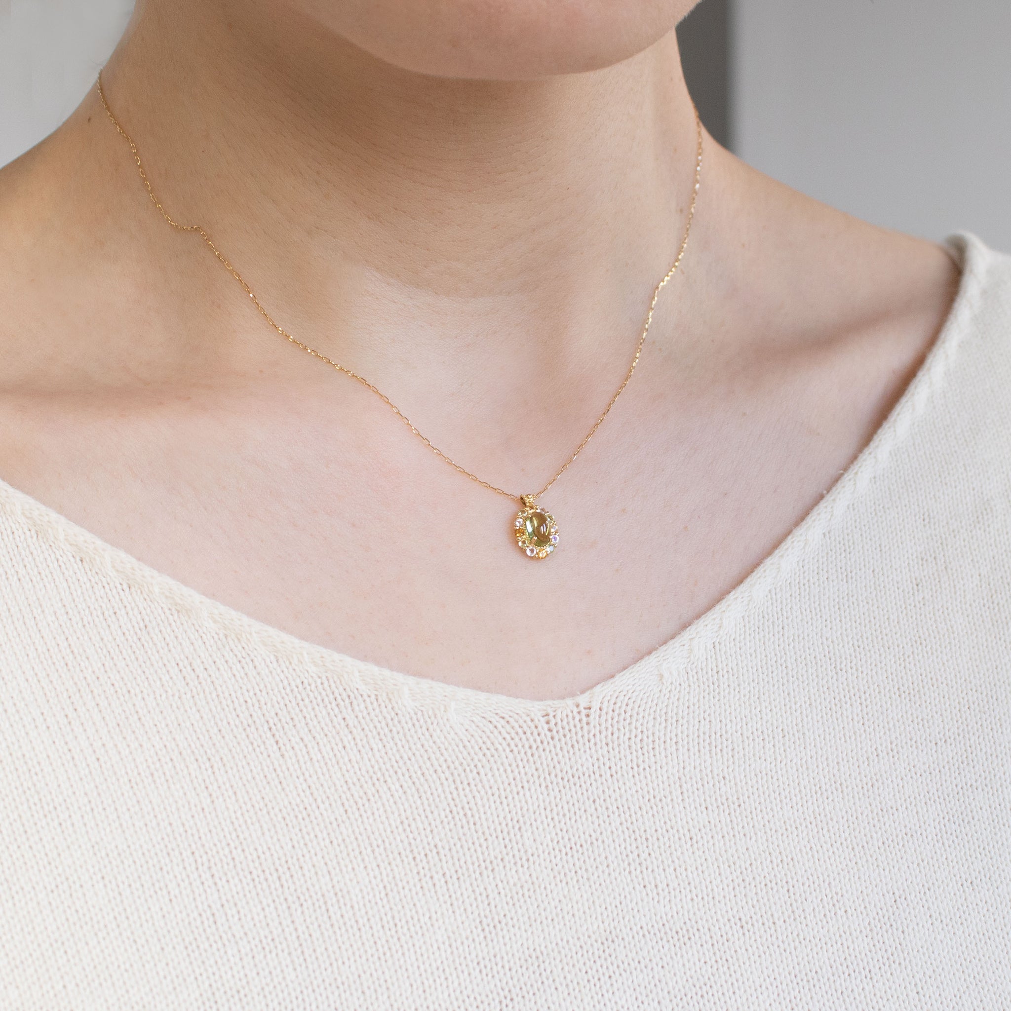 ペリドット/シトリン K18ネックレス(8月誕生石)《26C30128》