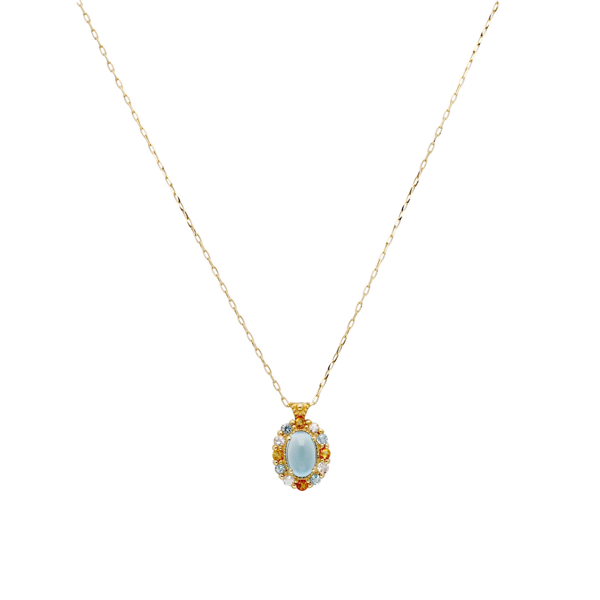 ブルートパーズ/シトリン K18ネックレス(11月誕生石)《26C30129》