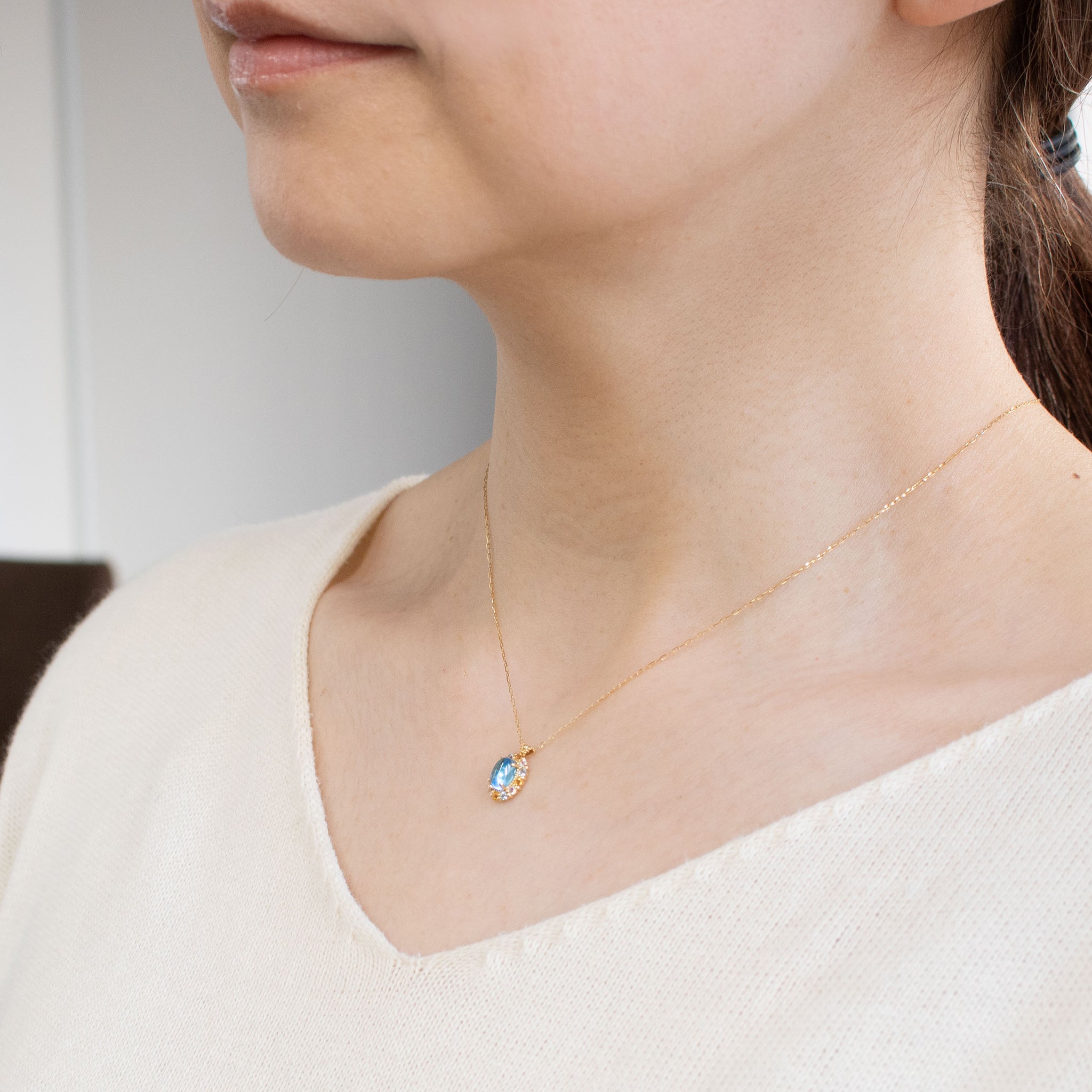 ブルートパーズ/シトリン K18ネックレス(11月誕生石)《26C30129》