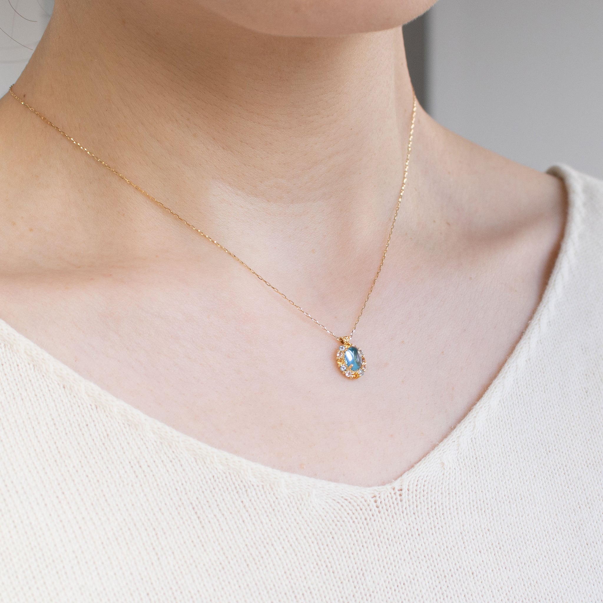 ブルートパーズ/シトリン K18ネックレス(11月誕生石)《26C30129》