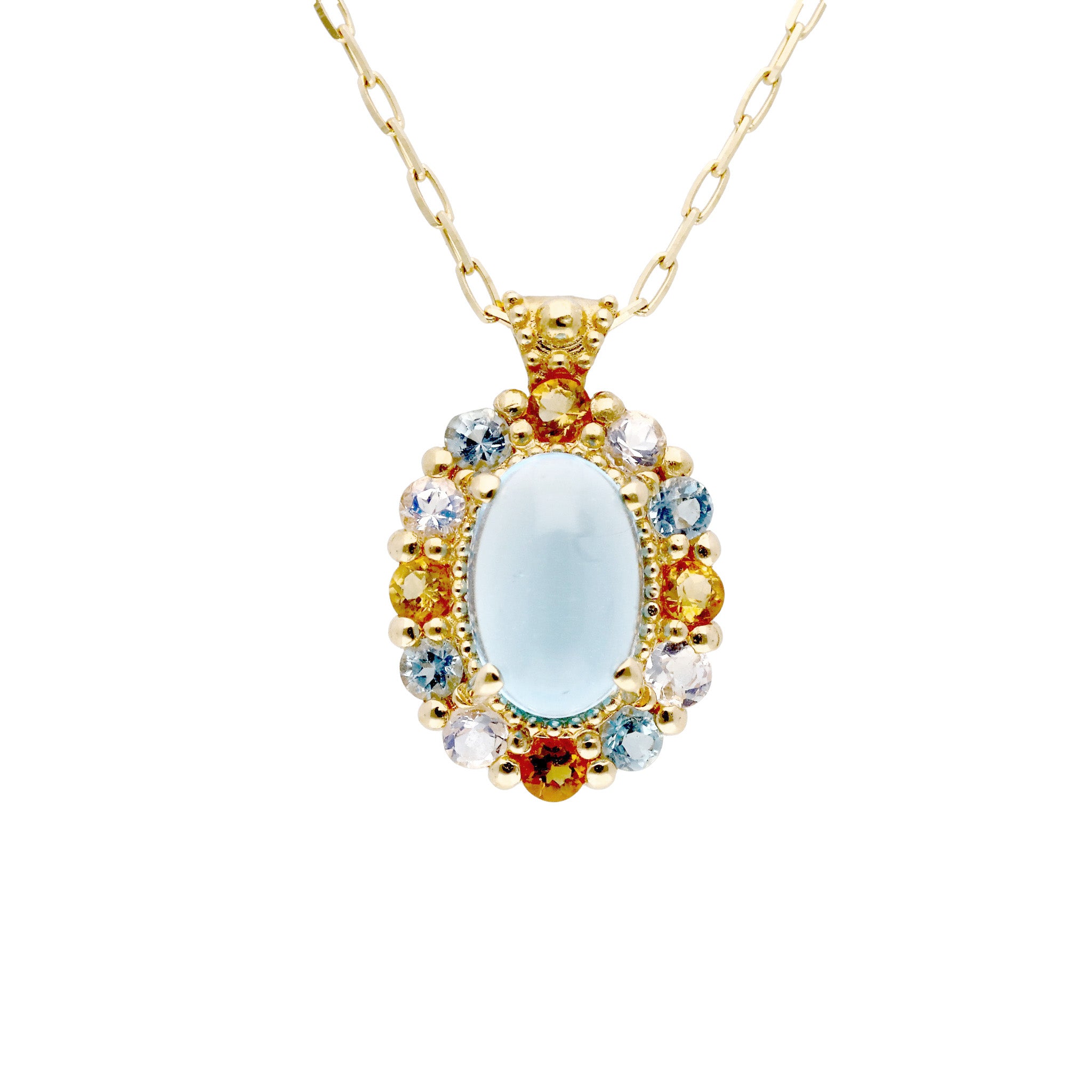 ブルートパーズ/シトリン K18ネックレス(11月誕生石)《26C30129》