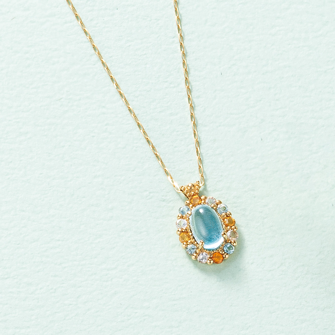 ブルートパーズ/シトリン K18ネックレス(11月誕生石)《26C30129》