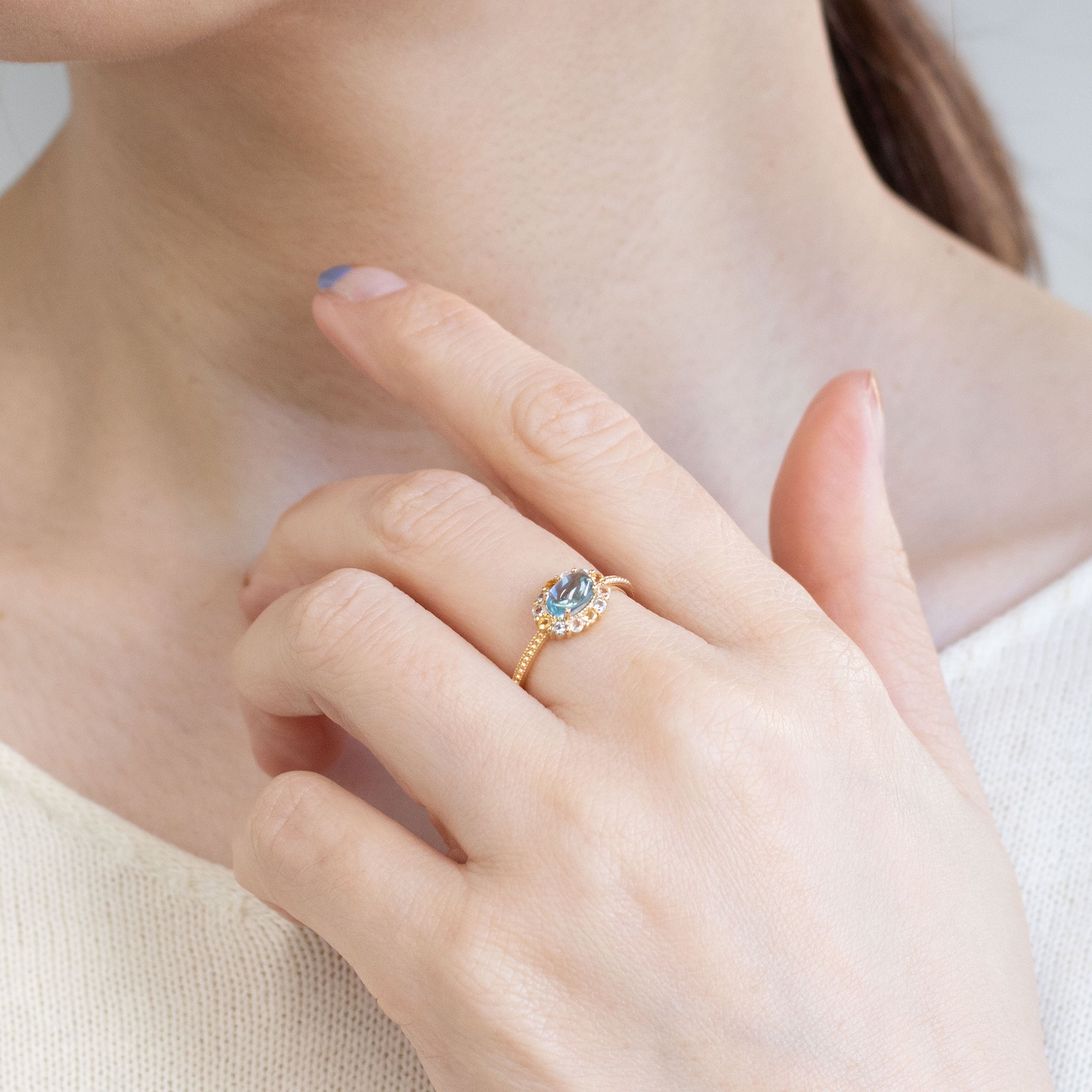 ブルートパーズ/シトリン K18リング(11月誕生石)《26C30130》