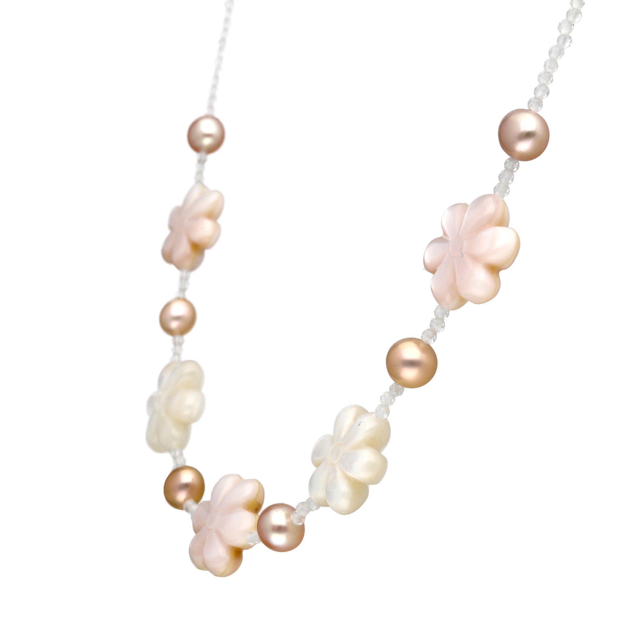 シェル/パール ネックレス(淡水真珠/フラワーモチーフ)《26C30134》