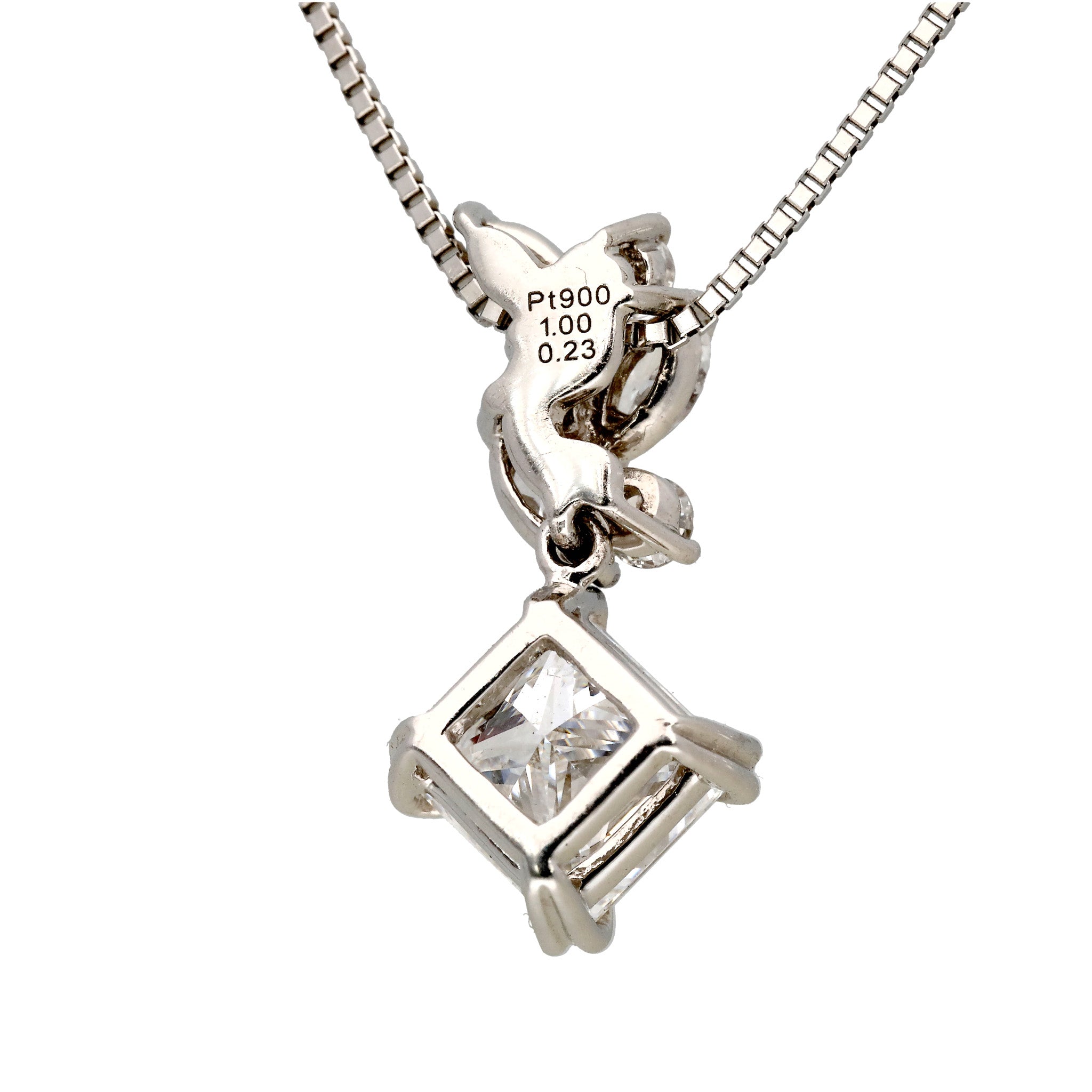 【限定1点】ダイヤモンド プラチナネックレス(1.00カラット/プリンセスカット/Dカラー/VS2/4月誕生石/グレーディングレポート付)《26C30136》