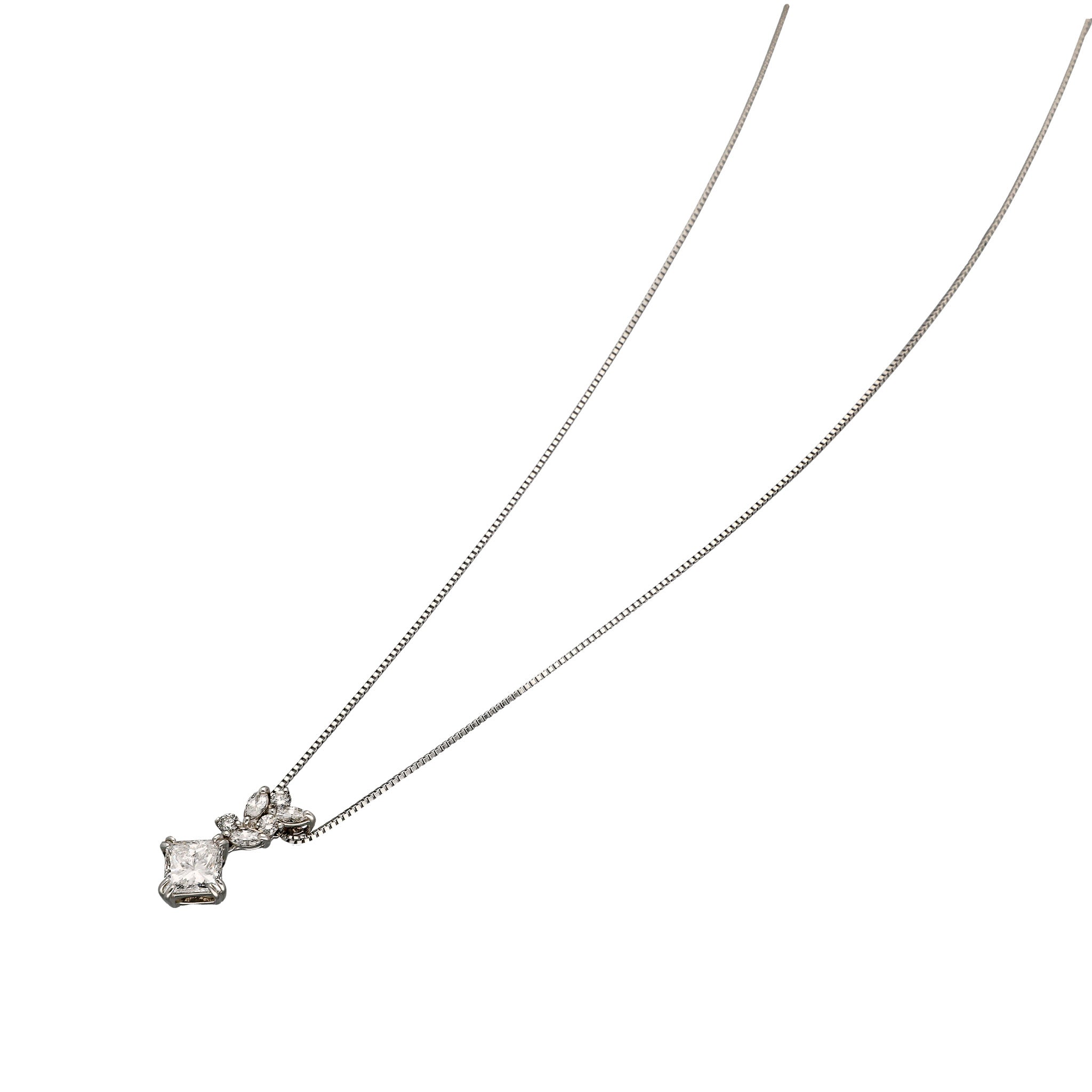 【限定1点】ダイヤモンド プラチナネックレス(1.00カラット/プリンセスカット/Dカラー/VS2/4月誕生石/グレーディングレポート付)《26C30136》