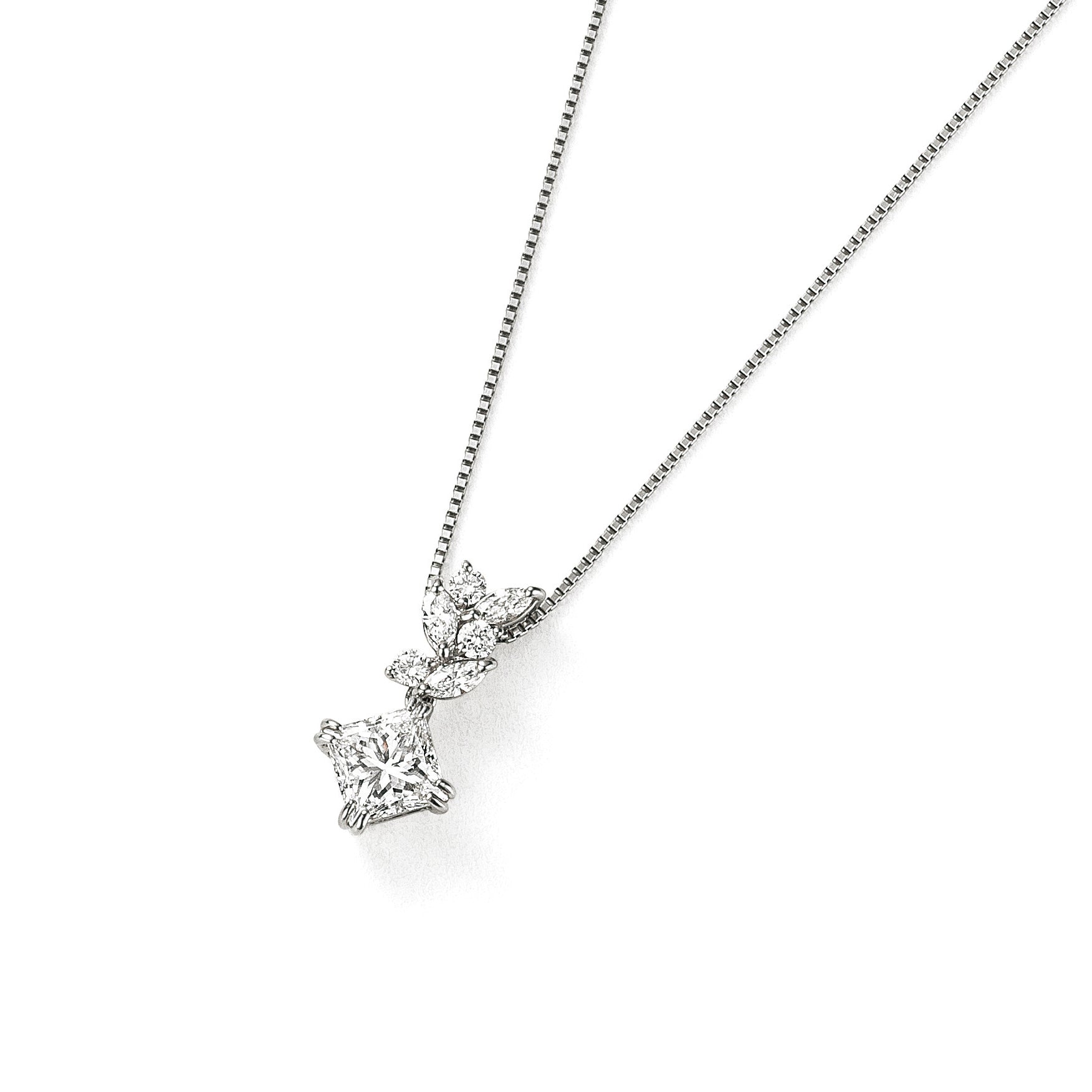 【限定1点】ダイヤモンド プラチナネックレス(1.00カラット/プリンセスカット/Dカラー/VS2/4月誕生石/グレーディングレポート付)《26C30136》