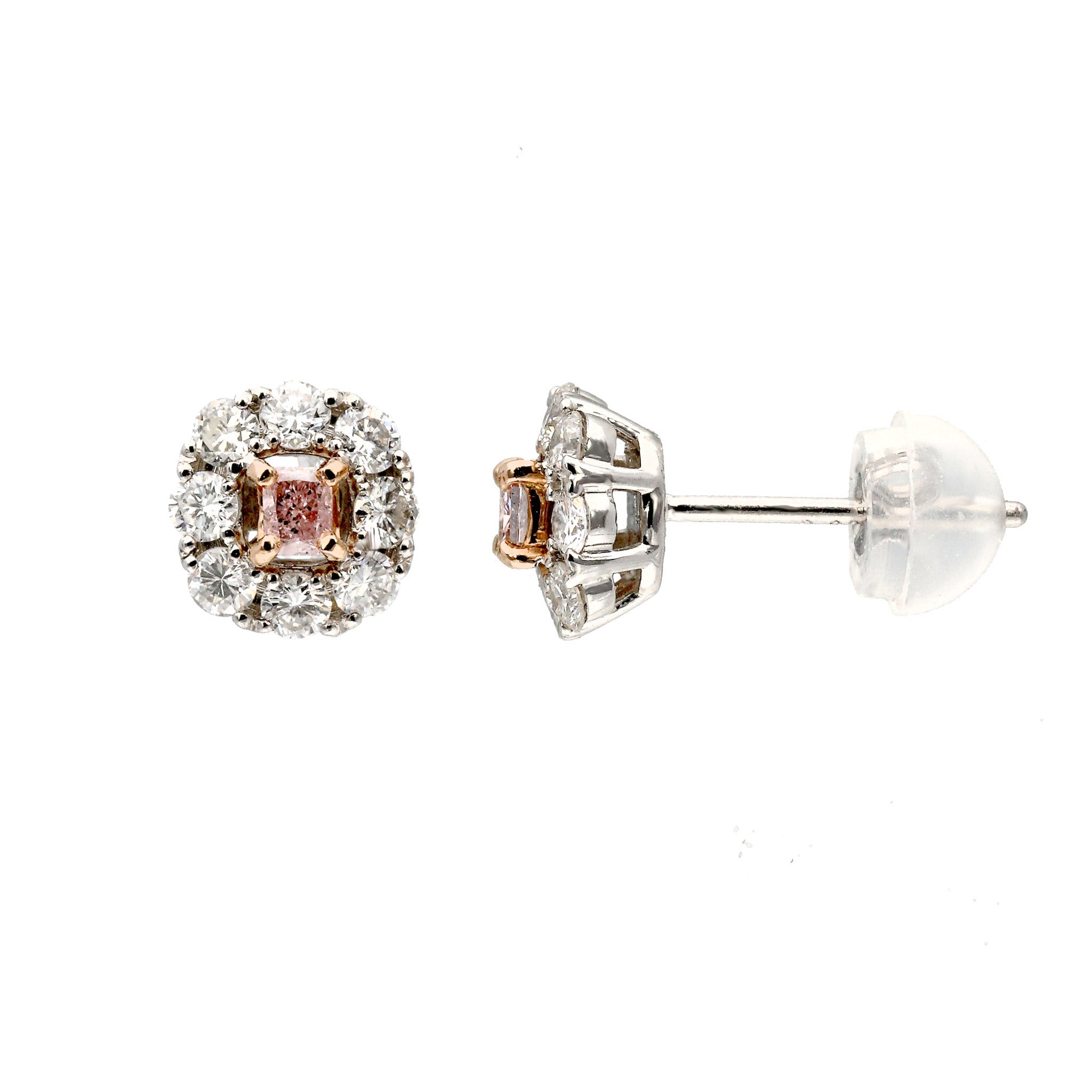 【限定1点】ピンクダイヤモンド プラチナ/K18ピアス(計0.107カラット/ファンシーライトピンク/Jカラー/I1/GOOD/コンビカラー/4月誕生石/グレーディングレポート付)《26C30140》