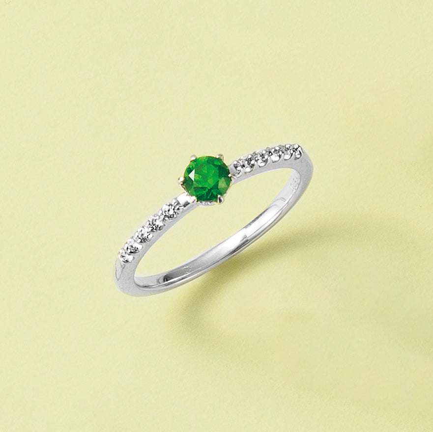 【限定1点】デマントイドガーネット/ダイヤモンド プラチナリング(1月誕生石/鑑別書付)《26C50120》