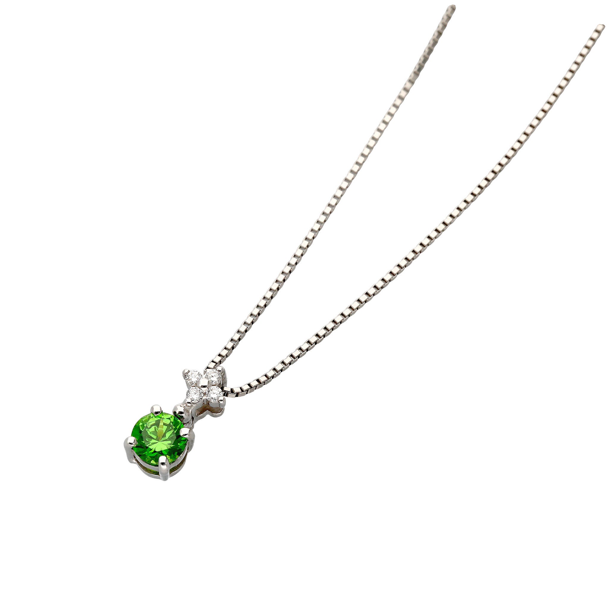【限定1点】デマントイドガーネット/ダイヤモンド プラチナネックレス(1月誕生石/鑑別書付)《26C50123》