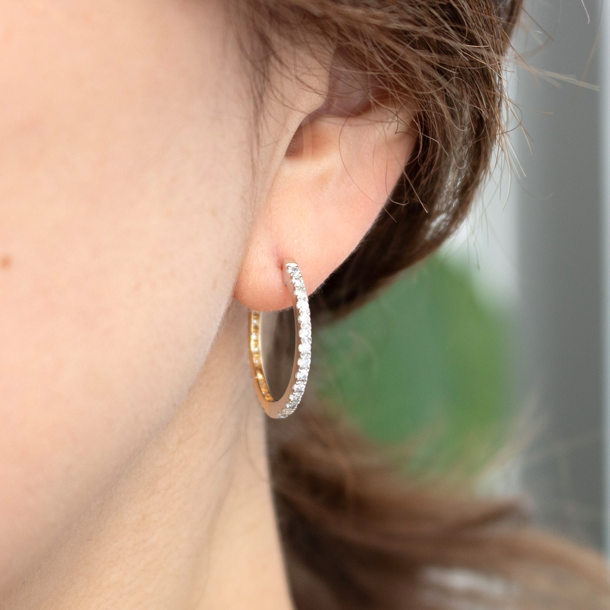 ダイヤモンド プラチナ/K18ピアス(計1.0カラット/コンビカラー/リバーシブル/フープ/4月誕生石)《26C50130》