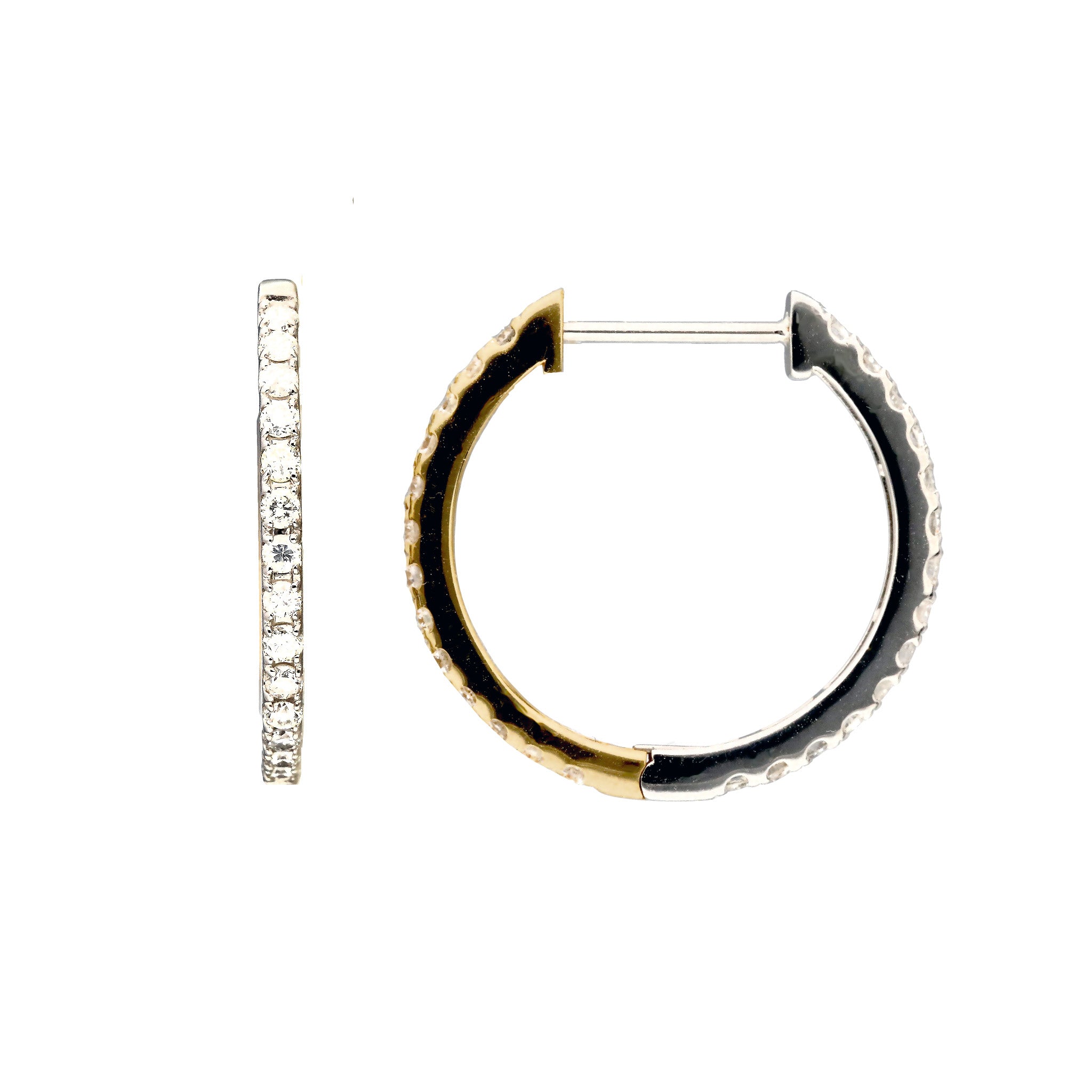ダイヤモンド プラチナ/K18ピアス(計1.0カラット/コンビカラー/リバーシブル/フープ/4月誕生石)《26C50130》