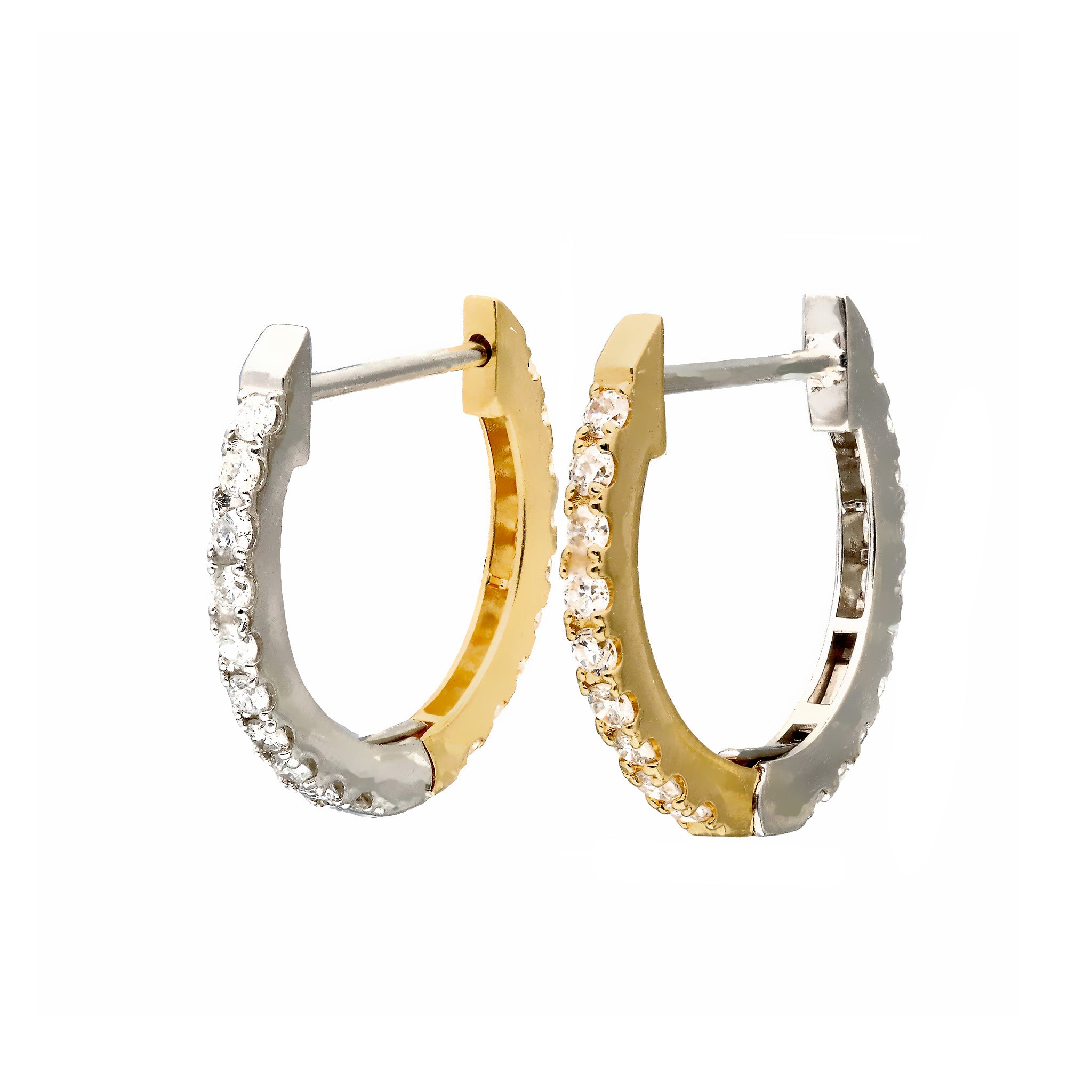 ダイヤモンド プラチナ/K18ピアス(計0.5カラット/コンビカラー/リバーシブル/フープ/4月誕生石)《26C50131》