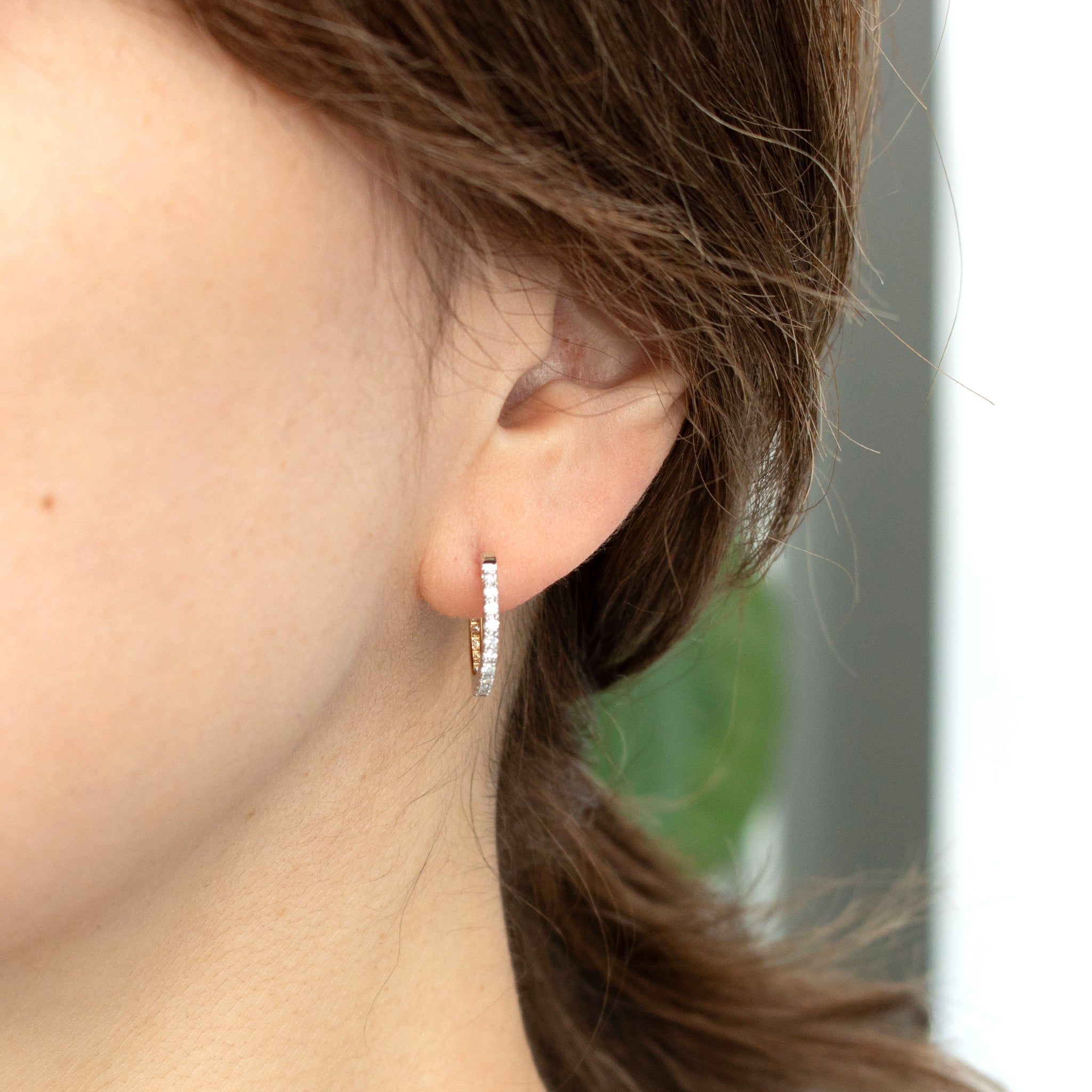 ダイヤモンド プラチナ/K18ピアス(計0.5カラット/コンビカラー/リバーシブル/フープ/4月誕生石)《26C50131》