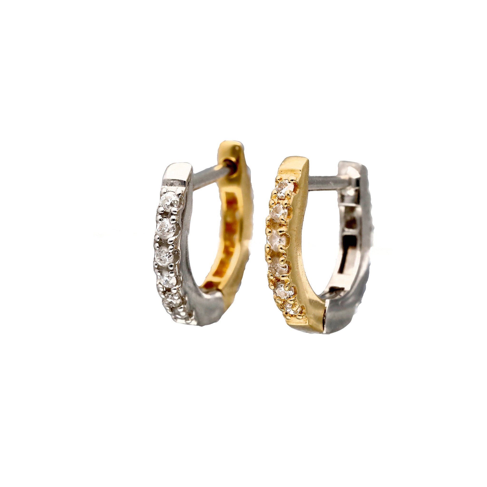 ダイヤモンド プラチナ/K18ピアス(計0.1カラット/コンビカラー/リバーシブル/フープ/4月誕生石)《26C50132》