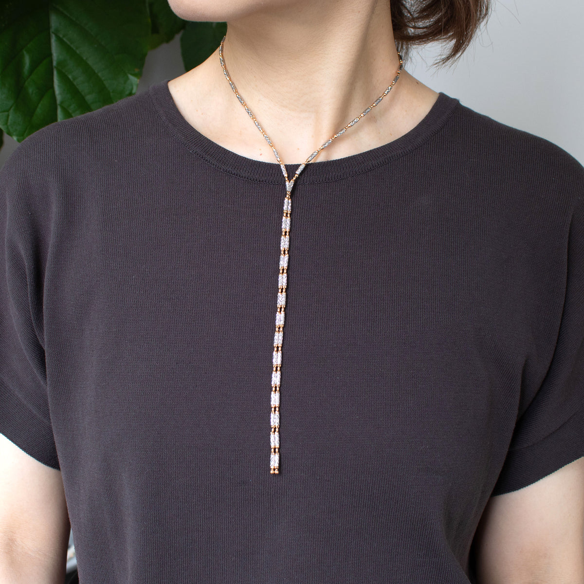 【限定3点】K18ネックレス兼ブレスレット(コンビカラー/マグネットタイプ/ロング/70cm)《26C70121》