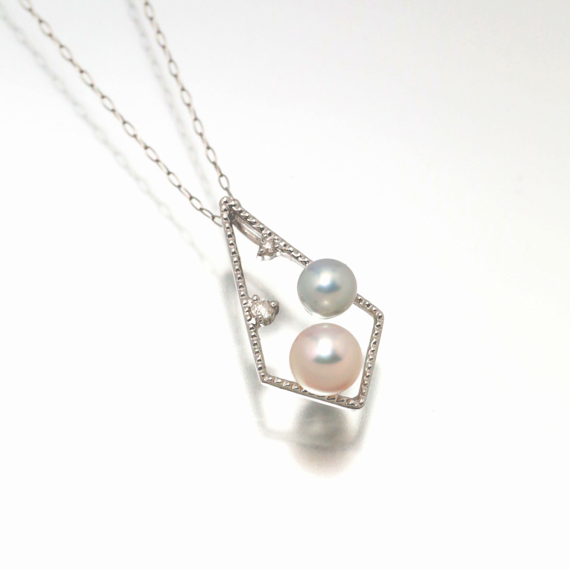 【限定8点】パール/ダイヤモンド プラチナネックレス(アコヤ真珠/4mm・5mm/6月誕生石)《26H00206》