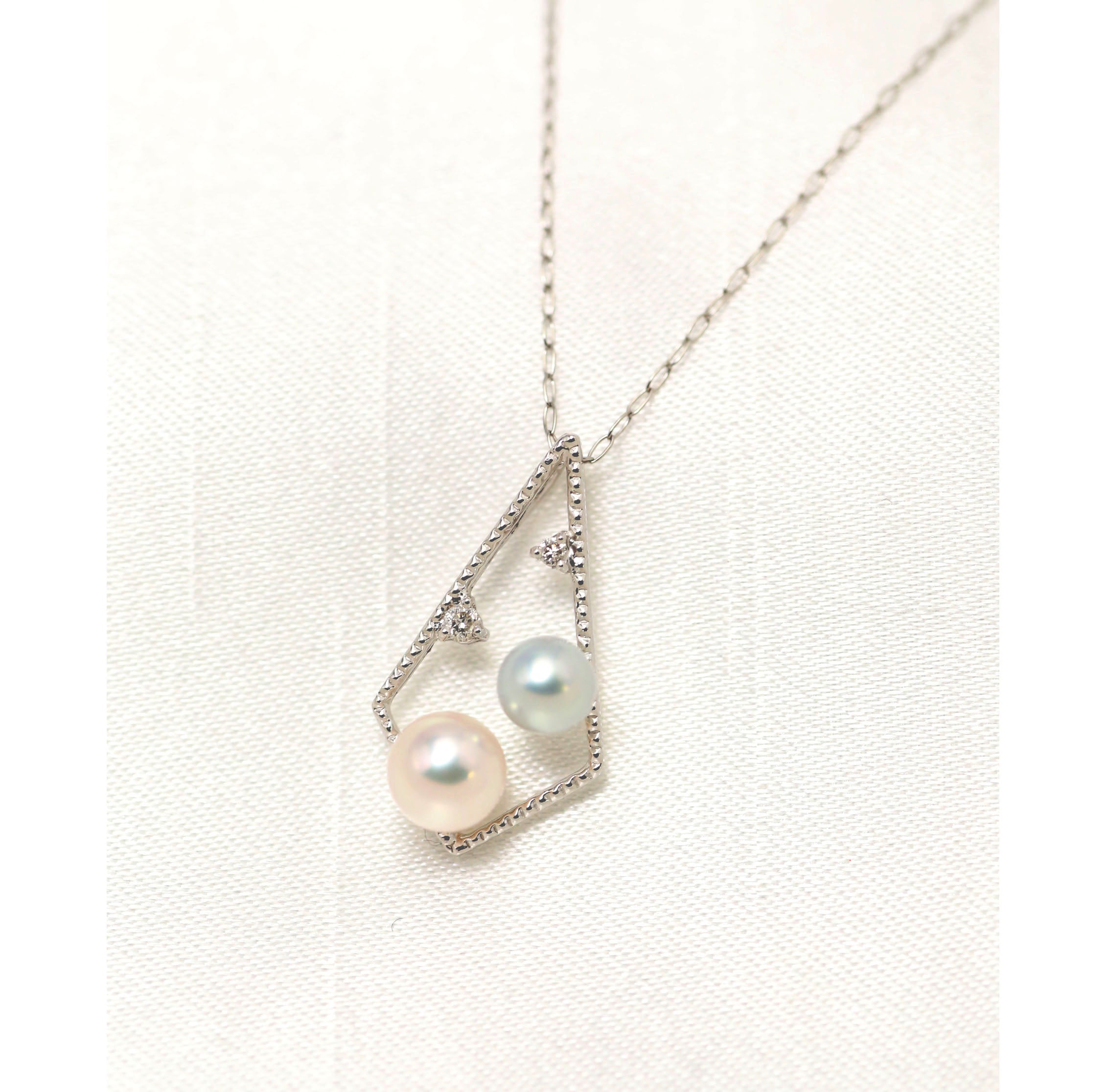 【限定8点】パール/ダイヤモンド プラチナネックレス(アコヤ真珠/4mm・5mm/6月誕生石)《26H00206》