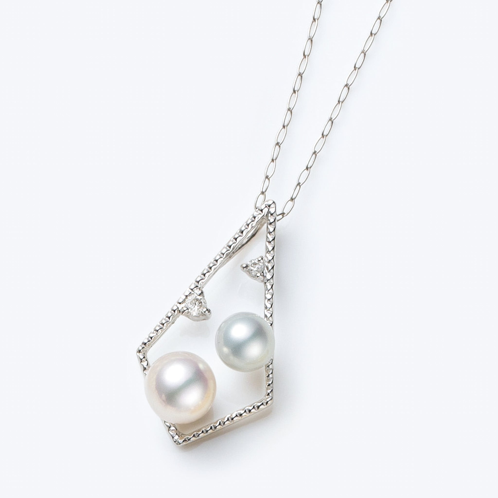 【限定8点】パール/ダイヤモンド プラチナネックレス(アコヤ真珠/4mm・5mm/6月誕生石)《26H00206》