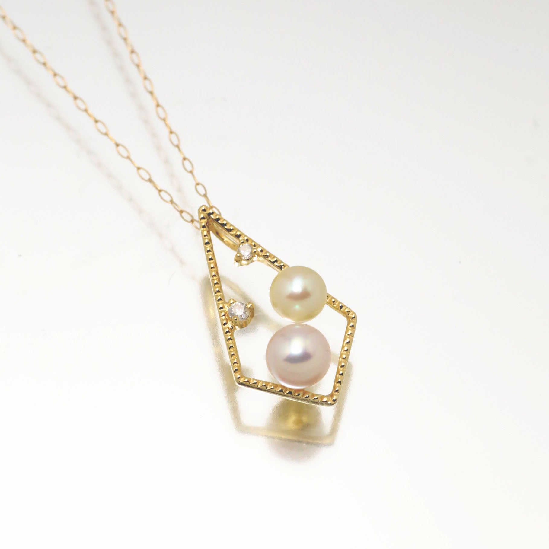 【限定5点】パール/ダイヤモンド K18ネックレス(アコヤ真珠/4mm・5mm/6月誕生石)《26H00207》
