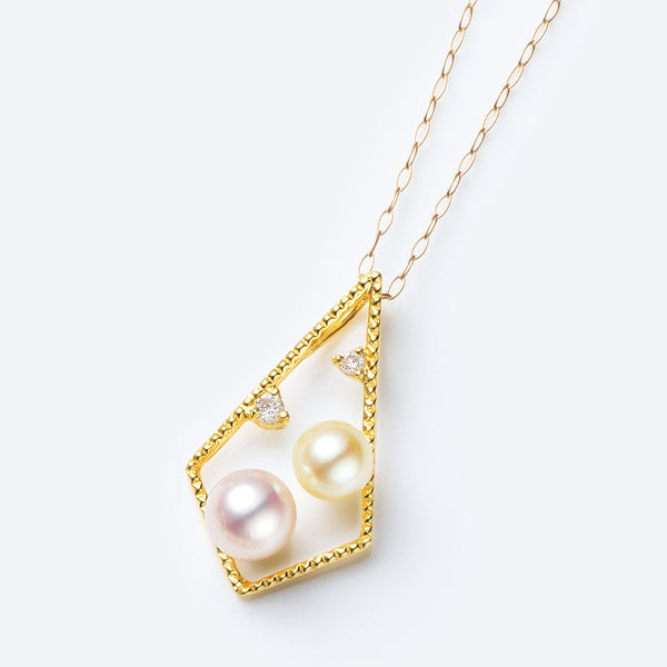 限定5点】パール/ダイヤモンド K18ネックレス(アコヤ真珠/4mm・5mm/6月