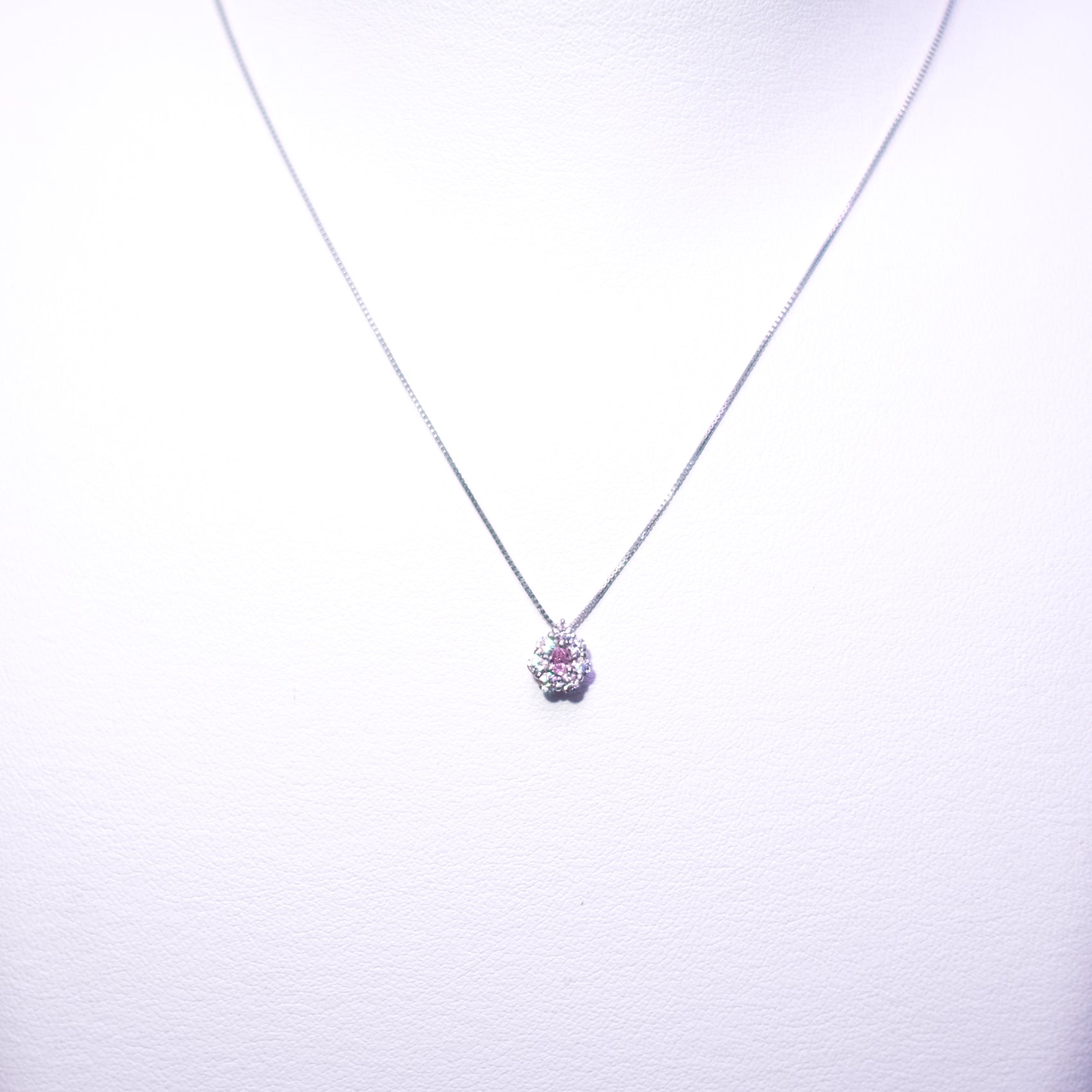 【限定4点】ピンクダイヤモンド/ダイヤモンド プラチナネックレス(0.07カラット/ファンシーパープリッシュピンク/I1/4月誕生石/グレーディングレポート付)《26H00701》