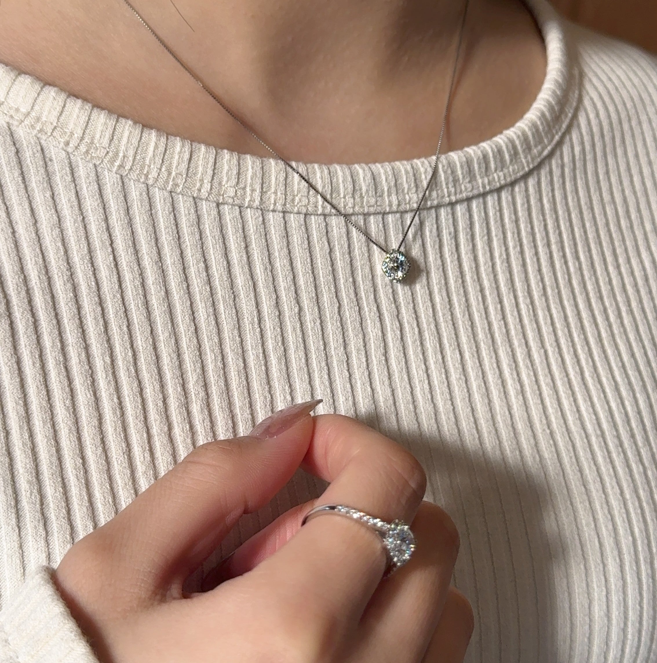 ダイヤモンド プラチナネックレス(0.5カラット/Fカラー/SIクラス/EX/4月誕生石/グレーディングレポート付)《26H00703》