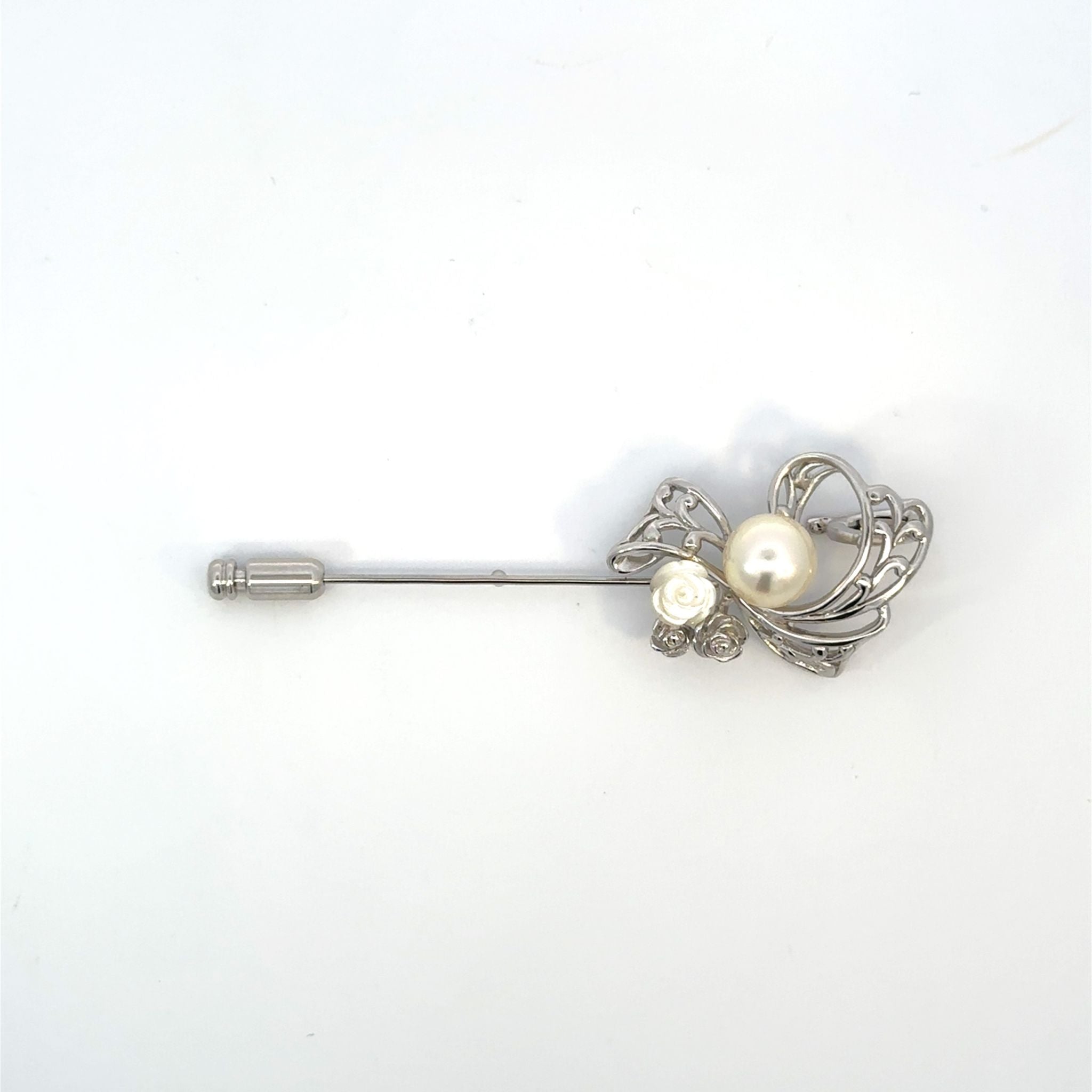 パール/シェル シルバーブローチ兼ペンダントトップ(アコヤ真珠/8mm/宇和島産/6月誕生石/原産地証明書付)《26H01009》