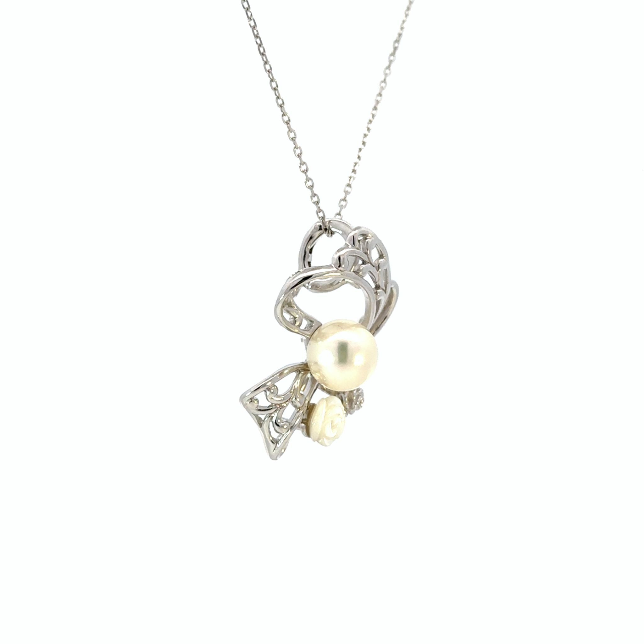 パール/シェル シルバーブローチ兼ペンダントトップ(アコヤ真珠/8mm/宇和島産/6月誕生石/原産地証明書付)《26H01009》