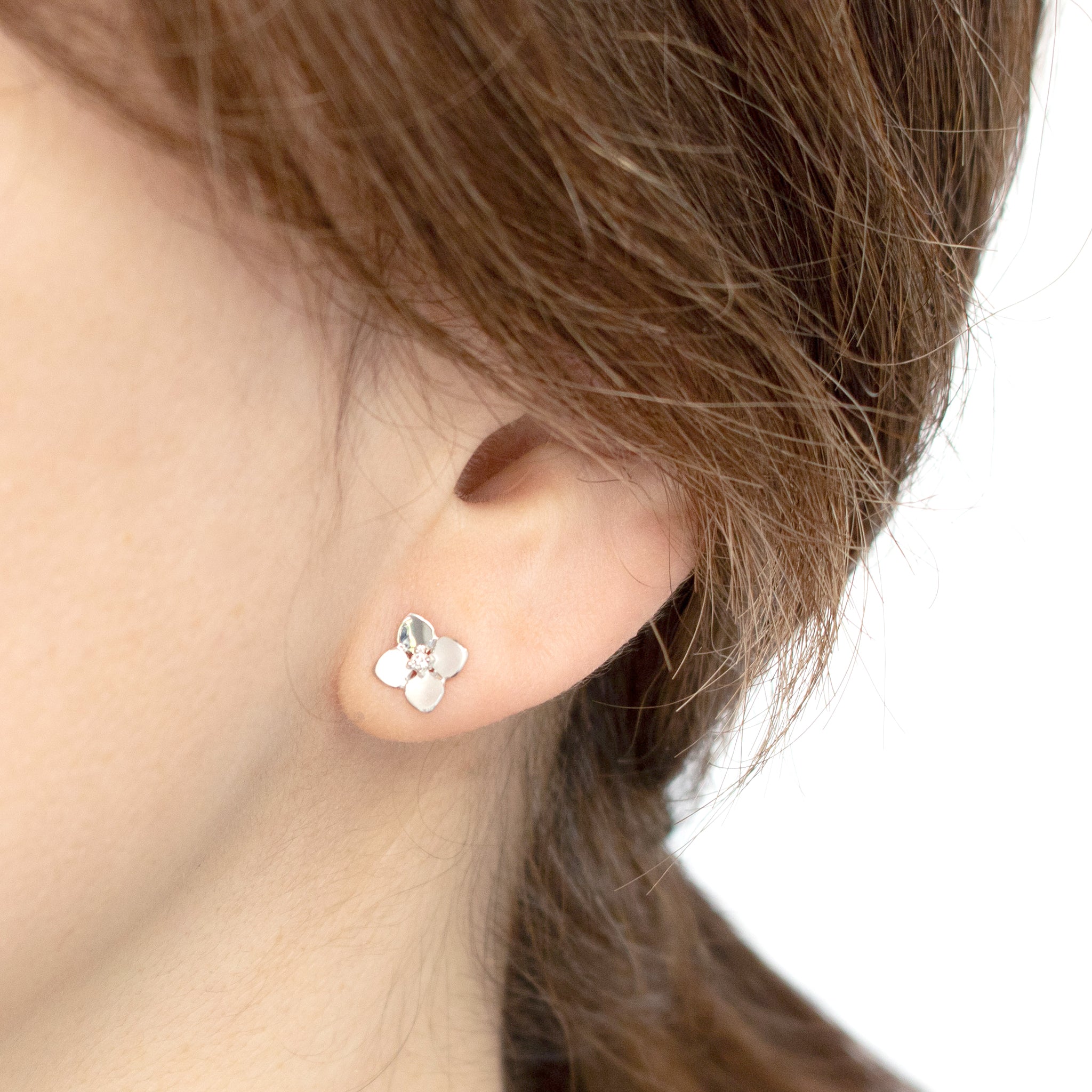 ダイヤモンド プラチナピアス(紫陽花モチーフ)《26H02104》