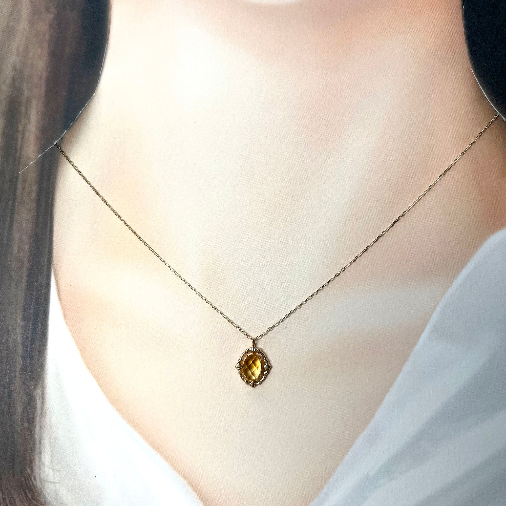 シトリン K10ネックレス(11月誕生石)《26N02502》