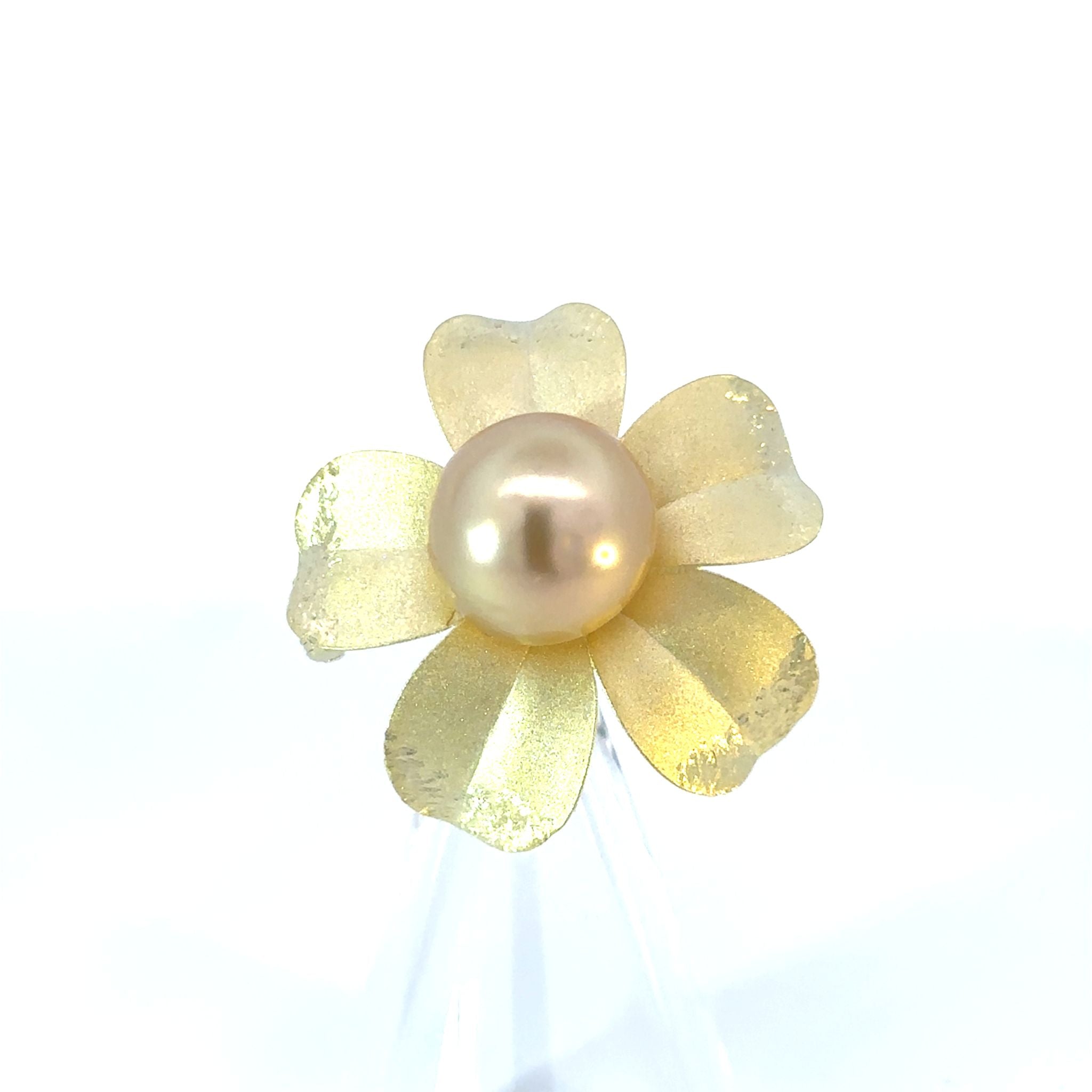 パール シルバーブローチ兼ペンダントトップ(白蝶真珠/ゴールド系/11mm/フラワーモチーフ/6月誕生石)《26N02910》