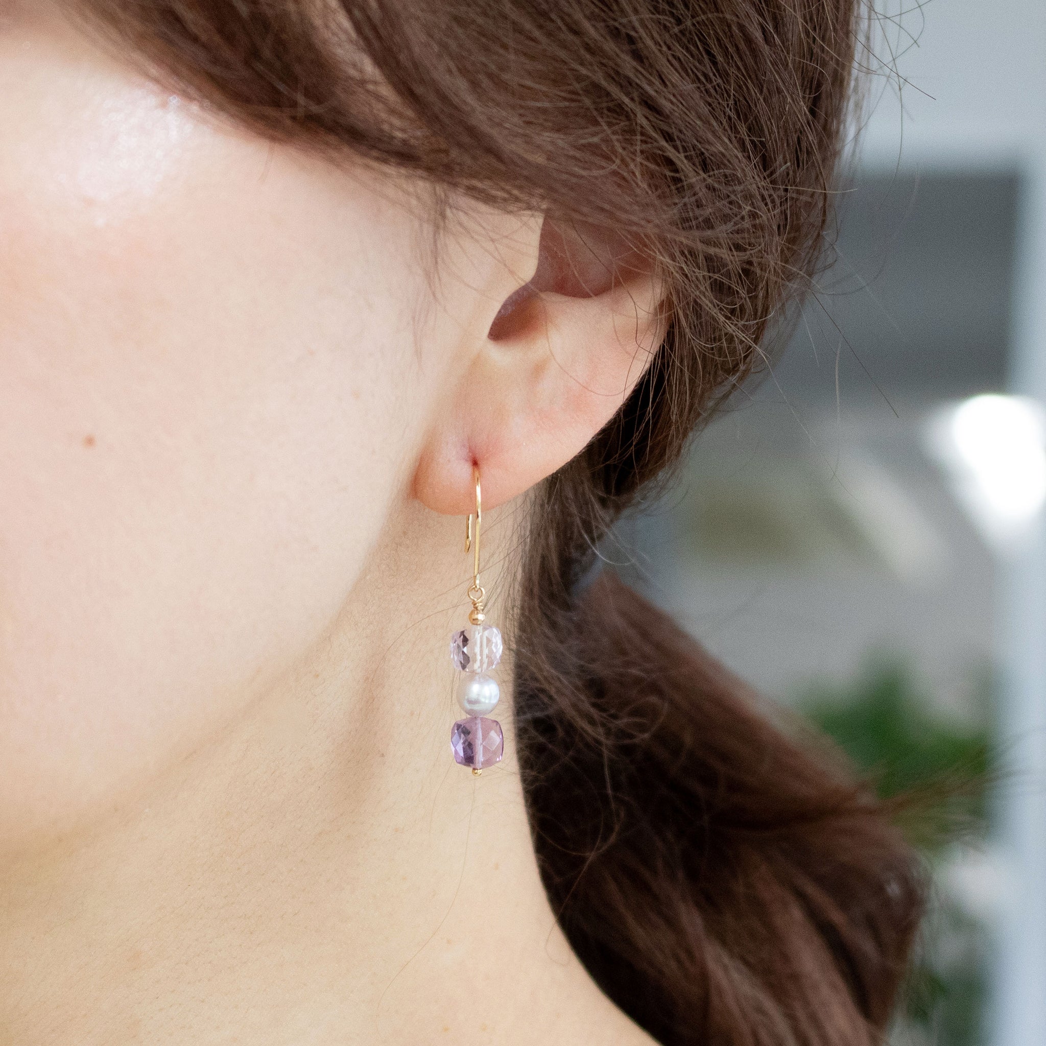 【限定15点】アメシスト/パール K18ピアス(アコヤ真珠)《26T10101》