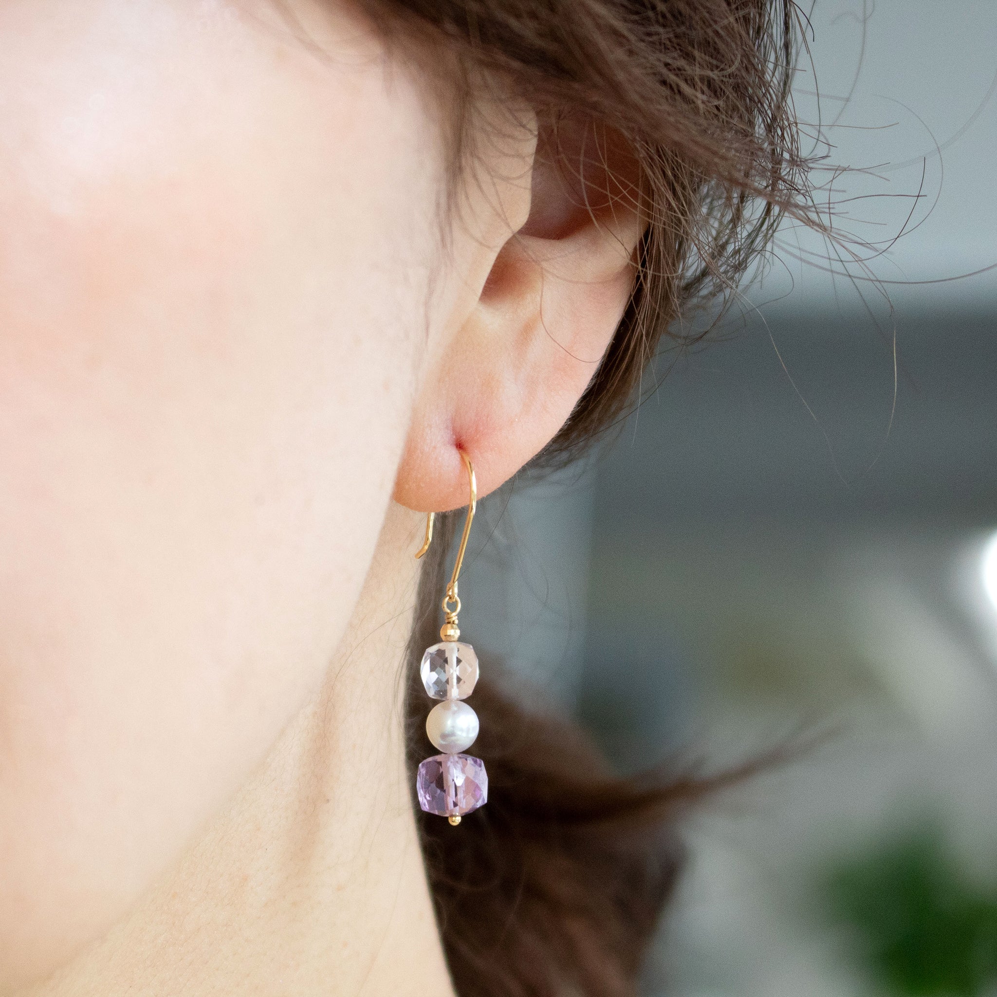 【限定15点】アメシスト/パール K18ピアス(アコヤ真珠)《26T10101》