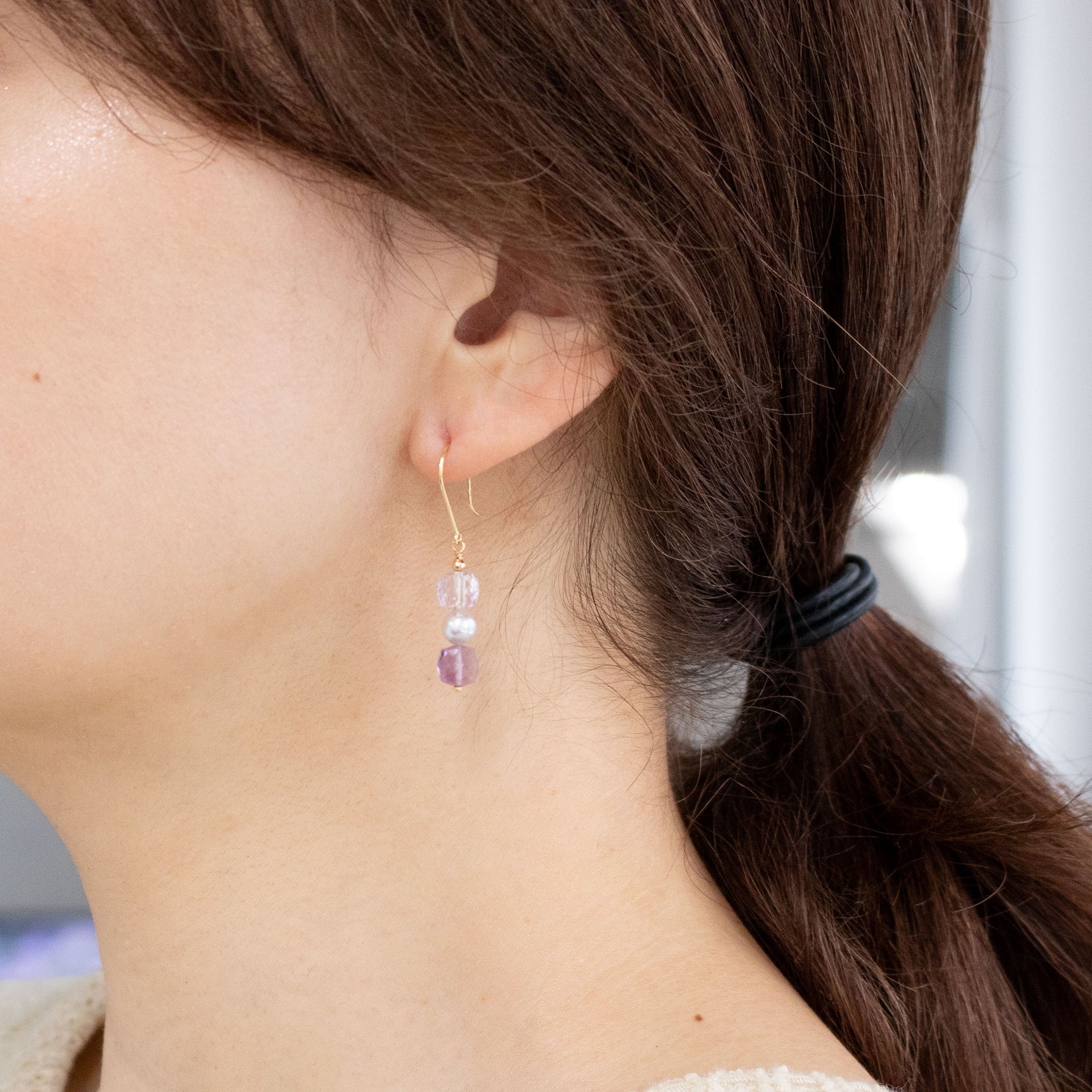 【限定15点】アメシスト/パール K18ピアス(アコヤ真珠)《26T10101》