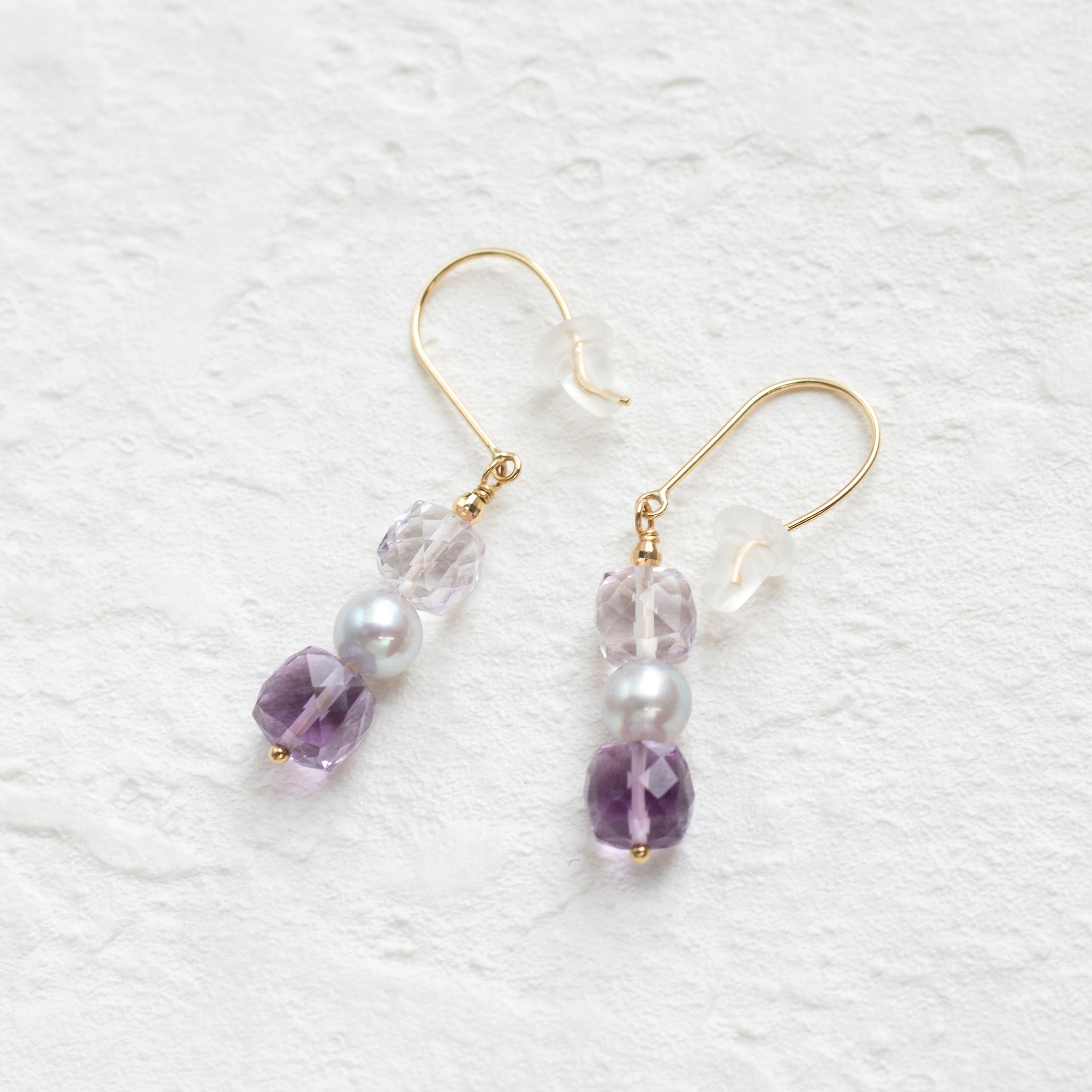 【限定15点】アメシスト/パール K18ピアス(アコヤ真珠)《26T10101》