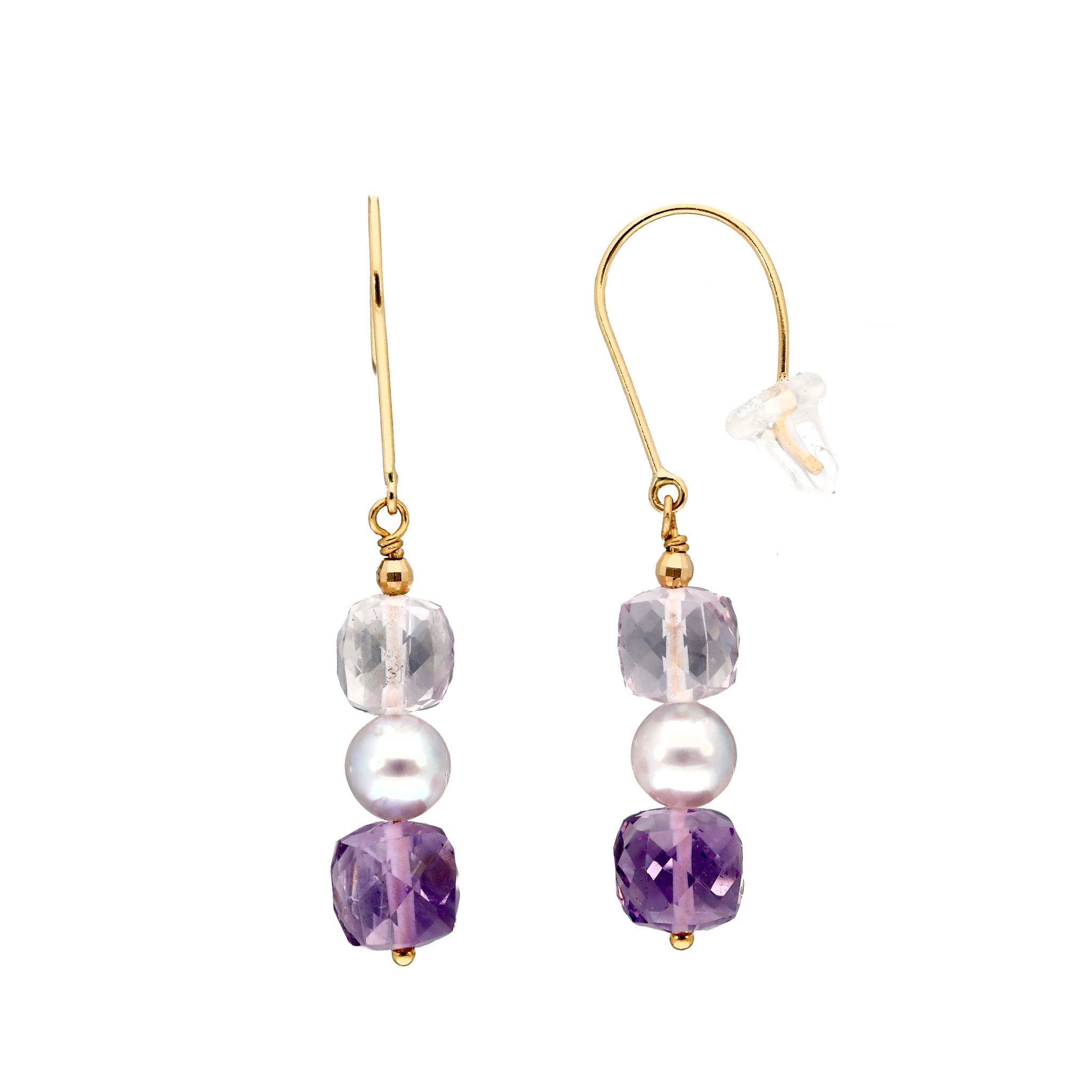 【限定15点】アメシスト/パール K18ピアス(アコヤ真珠)《26T10101》