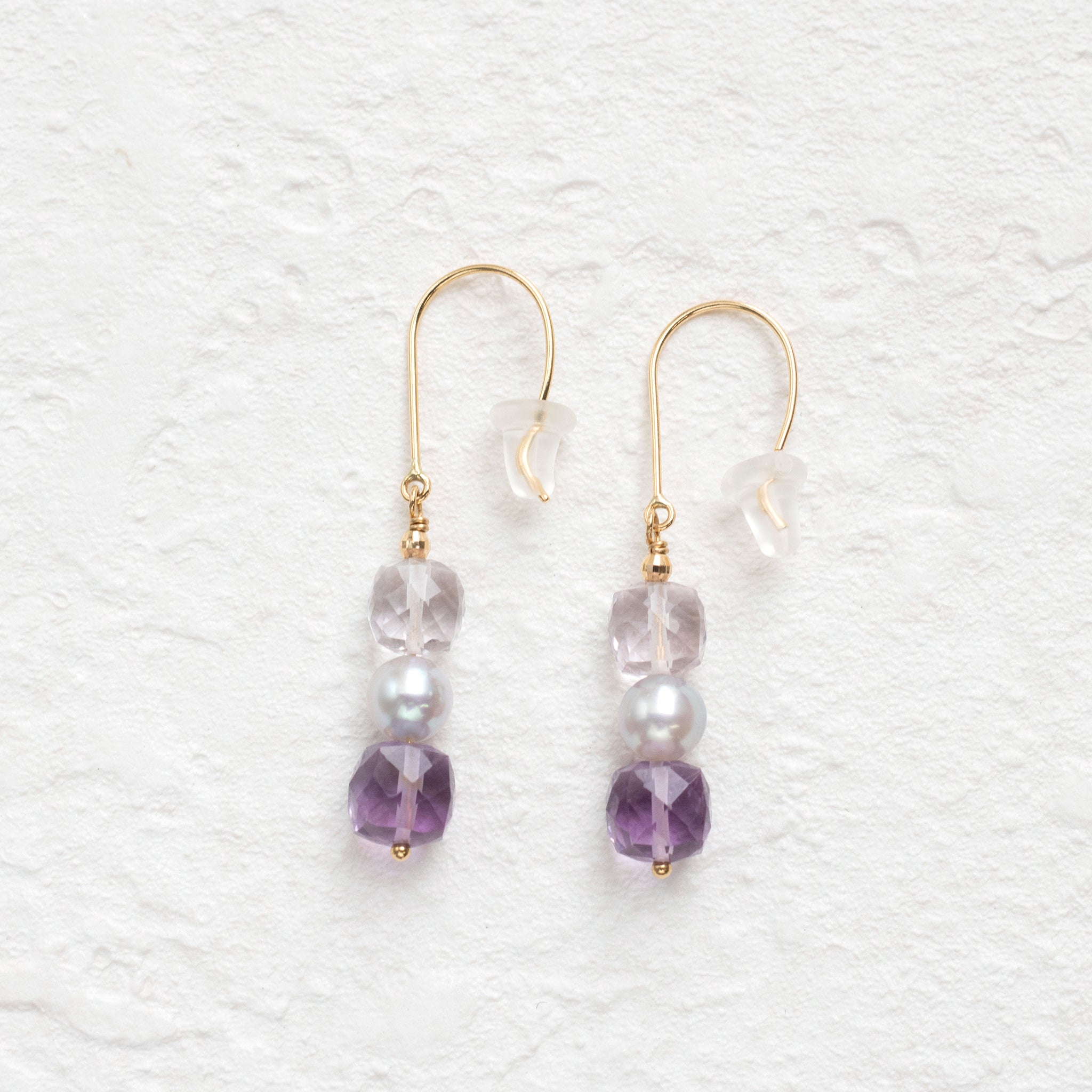 【限定15点】アメシスト/パール K18ピアス(アコヤ真珠)《26T10101》