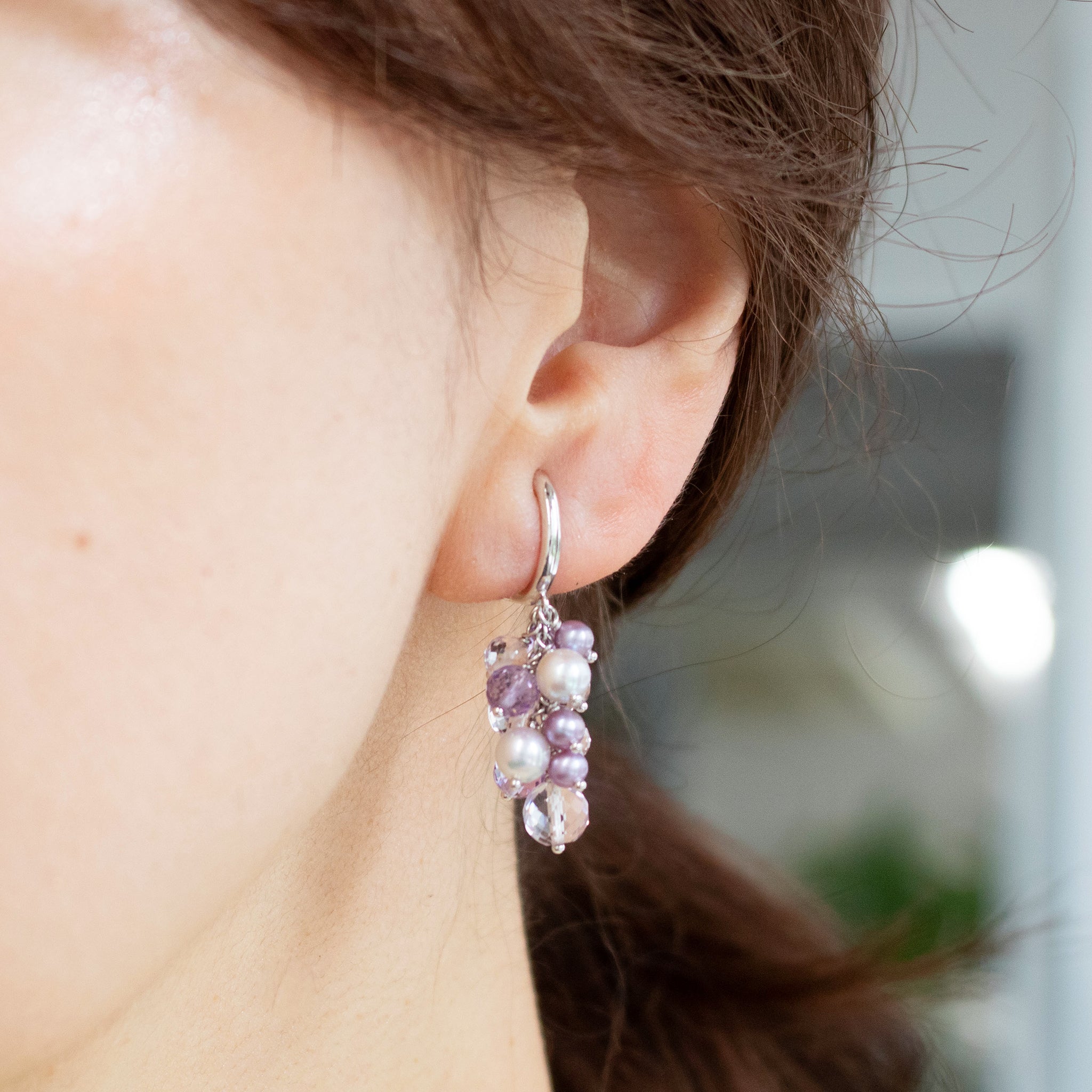 【限定10点】アメシスト/パール シルバー イヤリング(アコヤ真珠/淡真珠)《26T10102》