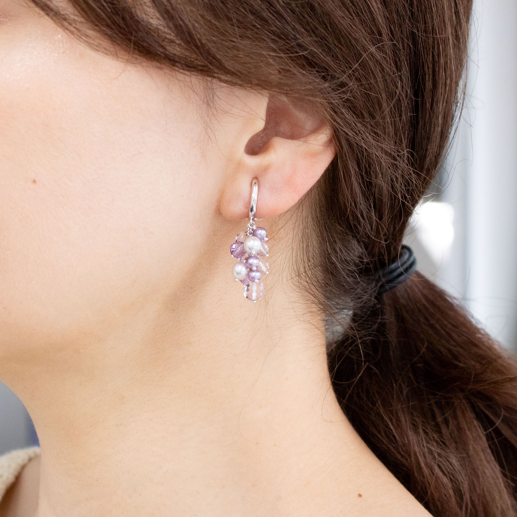 【限定10点】アメシスト/パール シルバー イヤリング(アコヤ真珠/淡真珠)《26T10102》