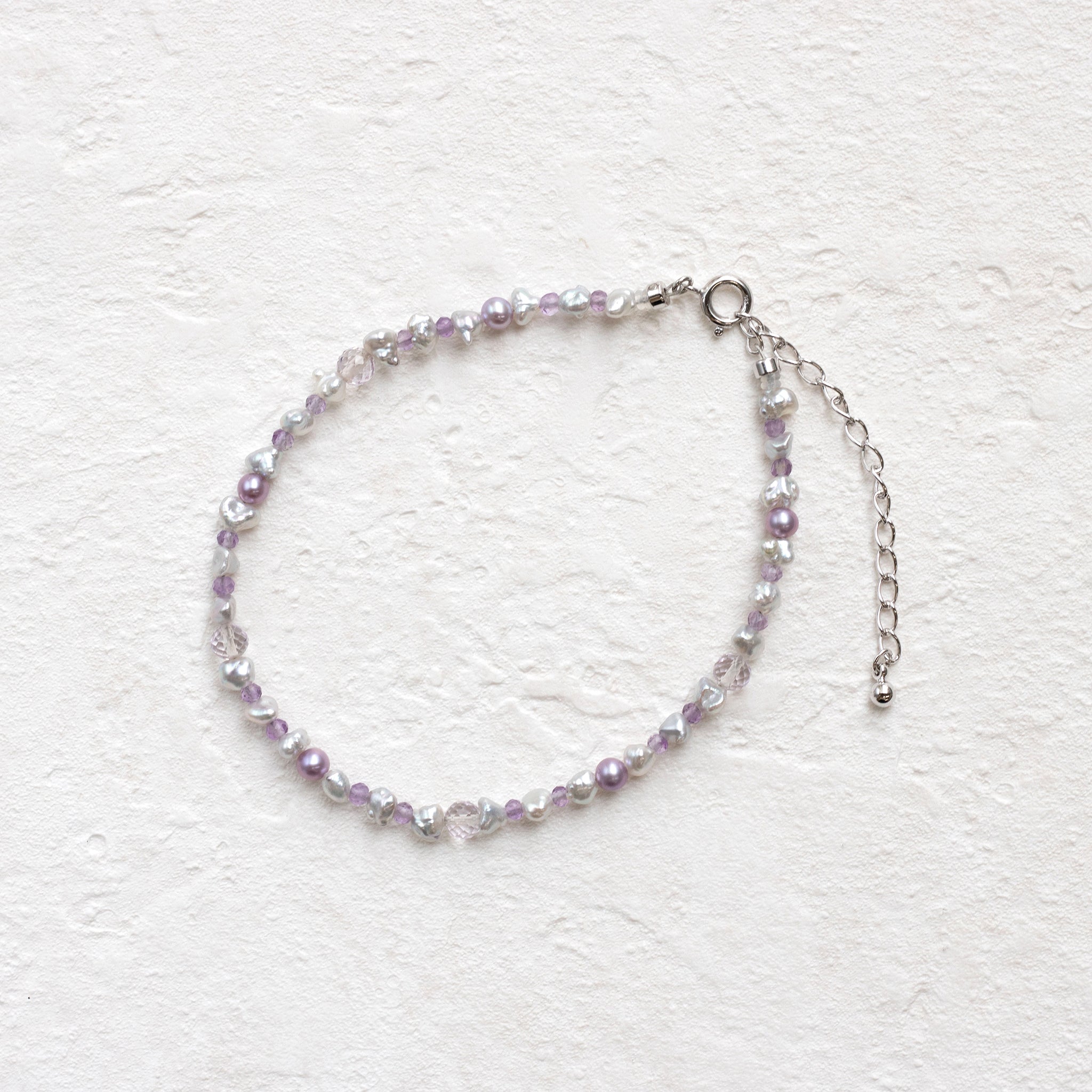 【限定10点】アメシスト/パール シルバー ブレスレット(アコヤ真珠/淡水真珠)《26T10103》
