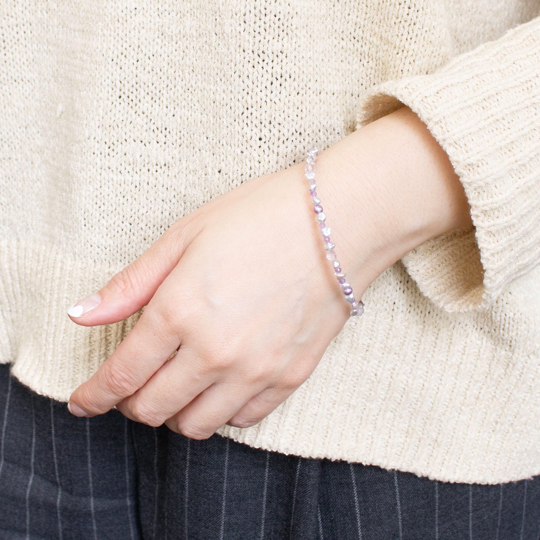 【限定10点】アメシスト/パール シルバー ブレスレット(アコヤ真珠/淡水真珠)《26T10103》