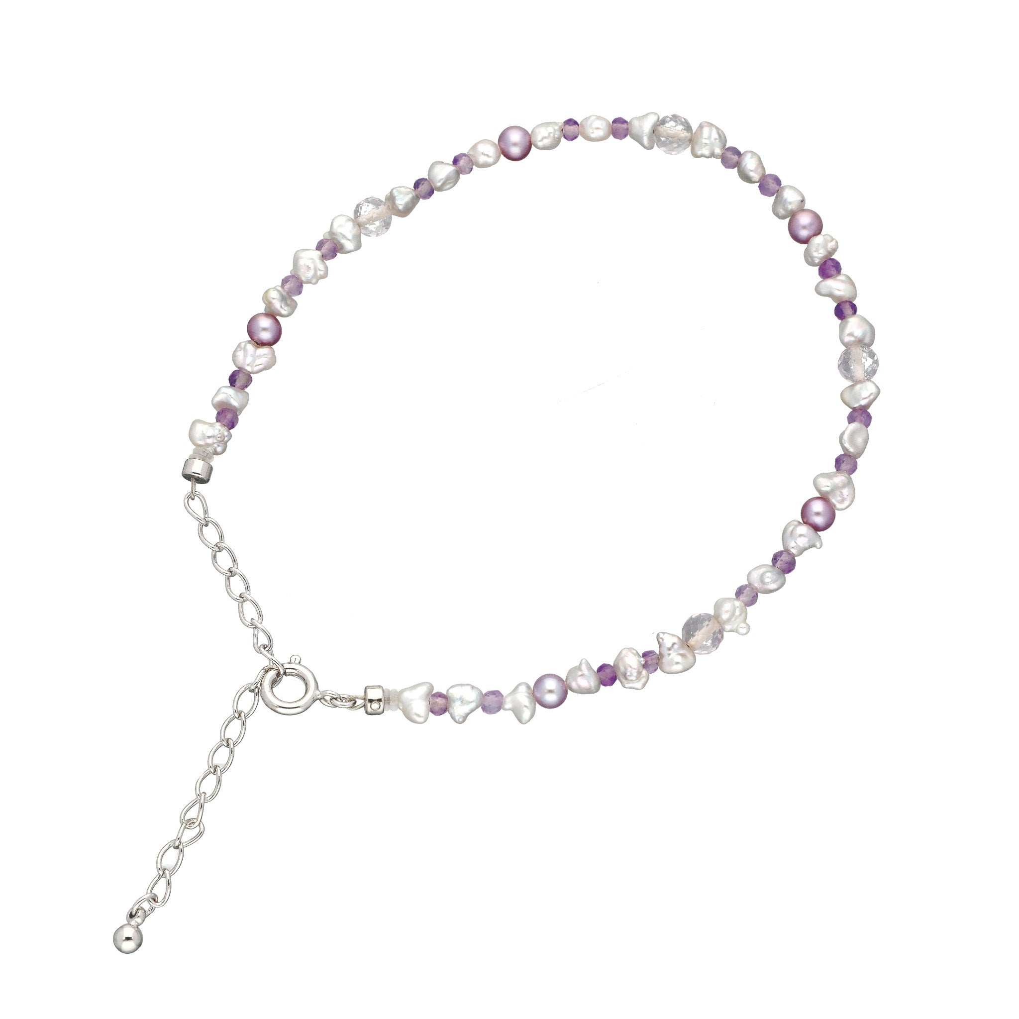 【限定10点】アメシスト/パール シルバー ブレスレット(アコヤ真珠/淡水真珠)《26T10103》