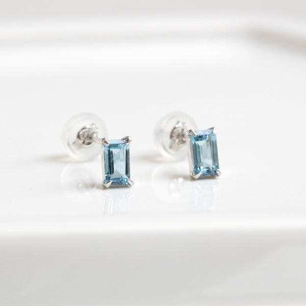 限定1点】アクアマリン プラチナピアス(3月誕生石)《26T10105