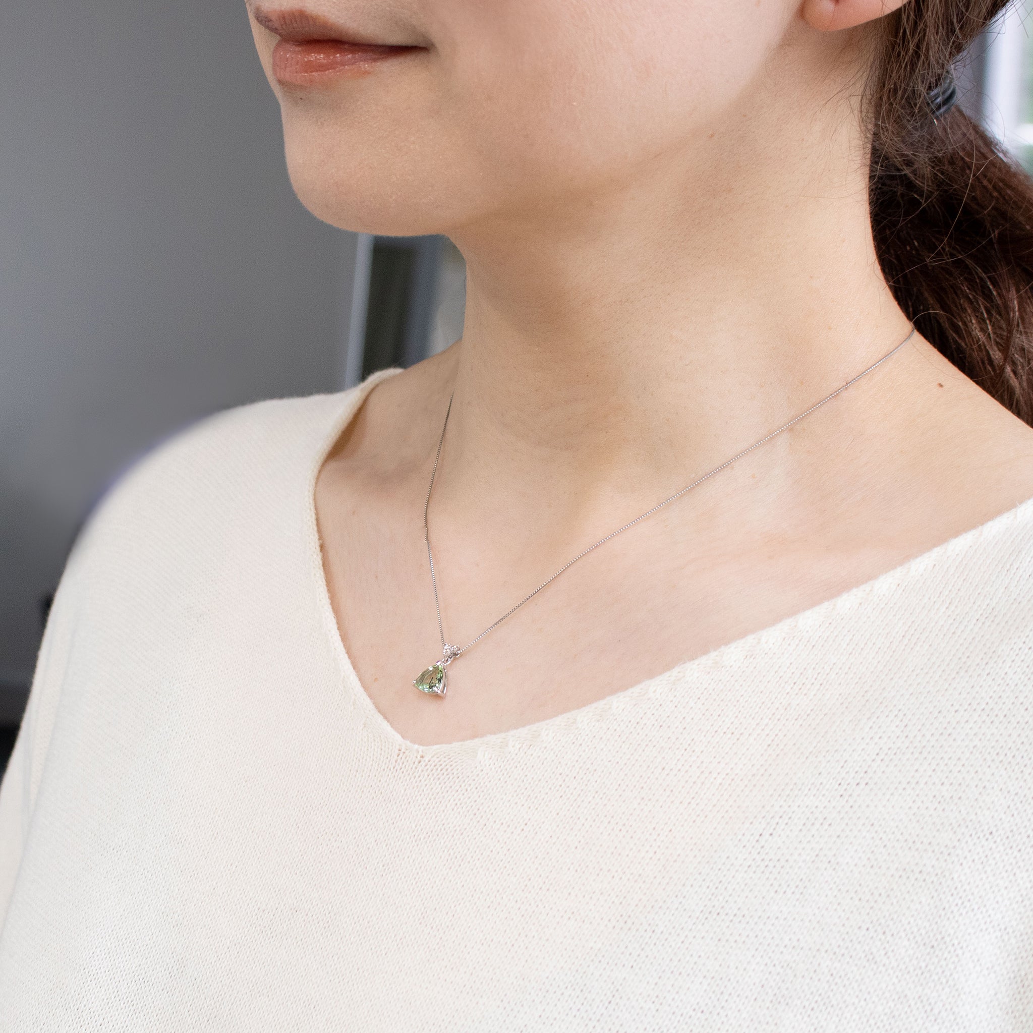 【限定1点】ルードヴィッヒアイトインペリドット/ダイヤモンド プラチナネックレス(8月誕生石/鑑別書付)《26T10109》