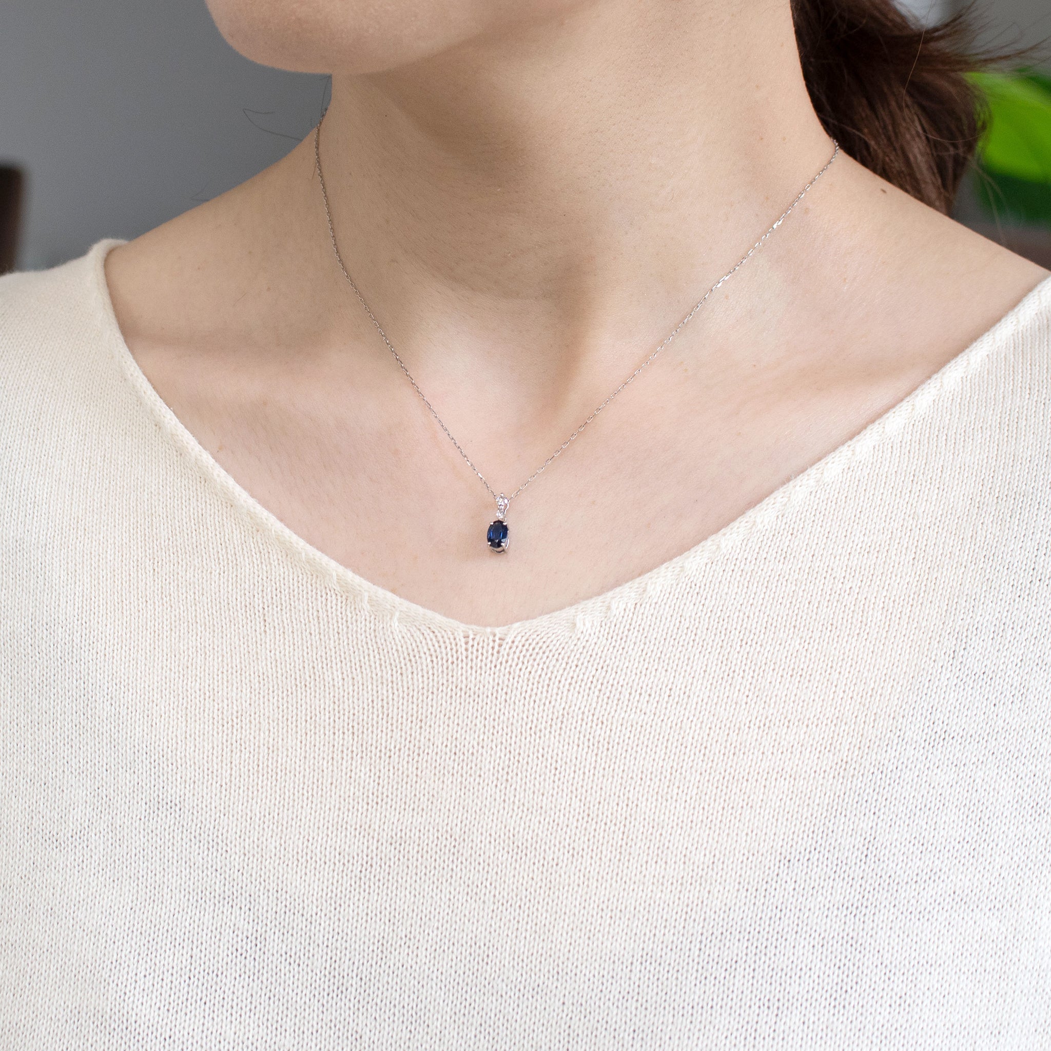 【限定1点】サファイア/ダイヤモンド プラチナネックレス(ノーヒート/非加熱/ロイヤルブルー/9月誕生石)《26T10110》