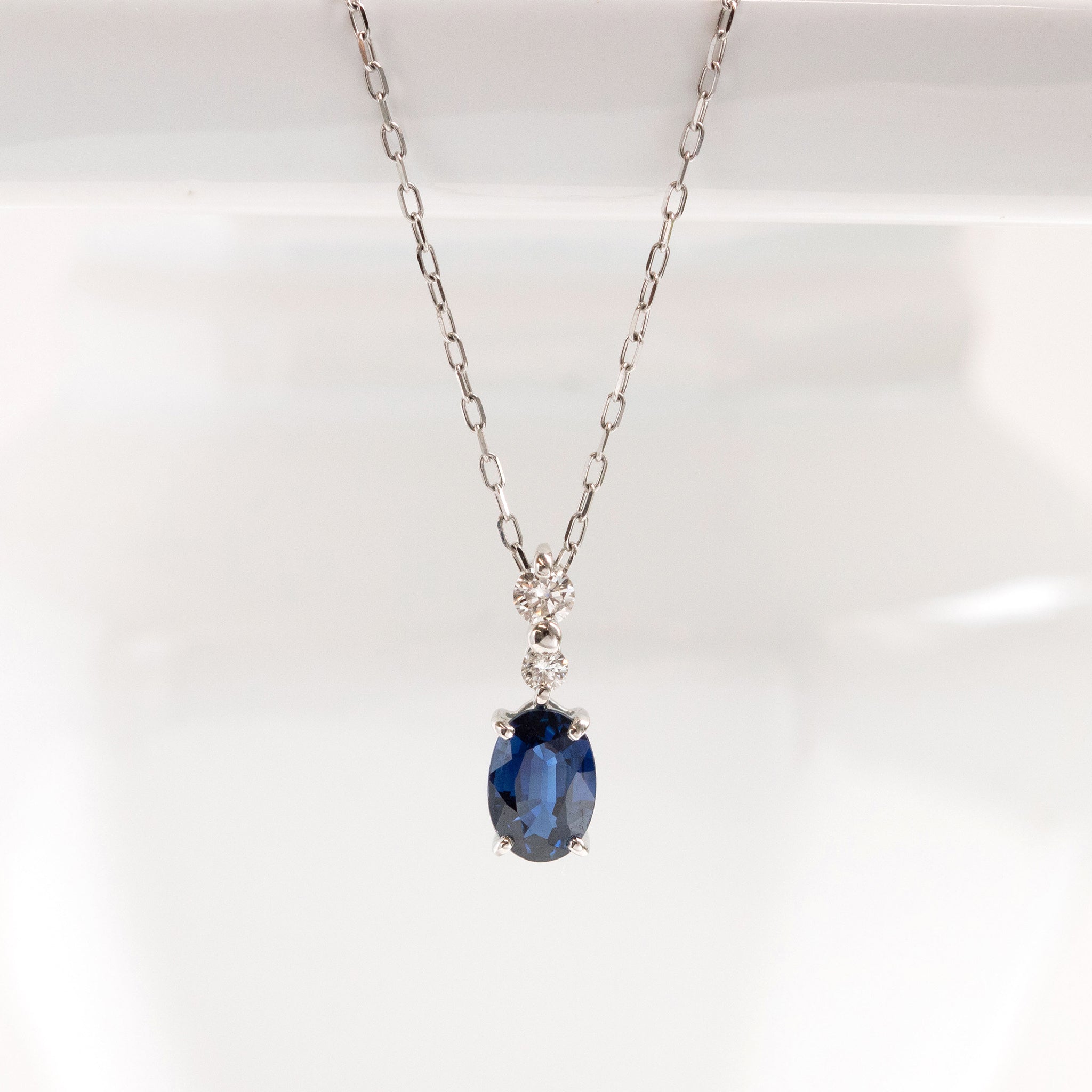 【限定1点】サファイア/ダイヤモンド プラチナネックレス(ノーヒート/非加熱/ロイヤルブルー/9月誕生石)《26T10110》