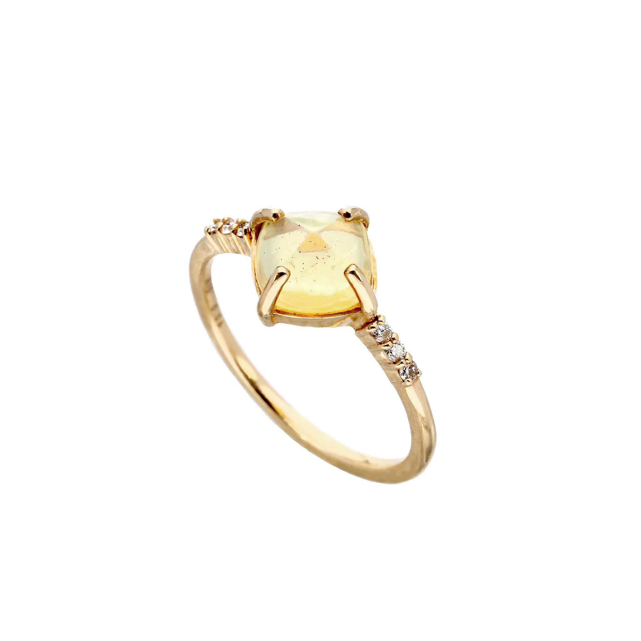 【限定1点】オパール/ダイヤモンド K10リング(シュガーローフカット/10月誕生石)《26T10111》