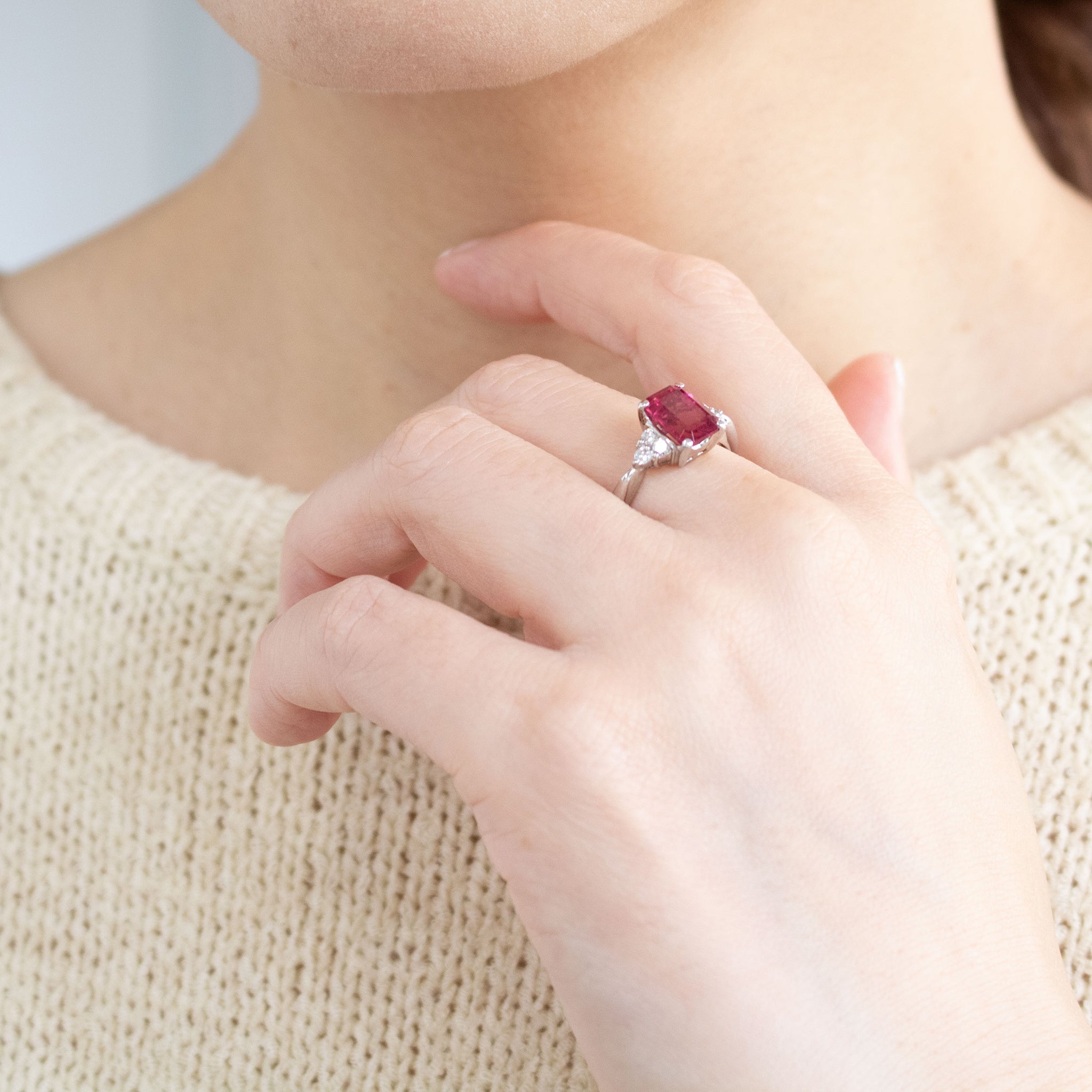 【限定1点】ルベライト/ダイヤモンド プラチナリング(1.79カラット/10月誕生石/鑑別書付)《26T10113》